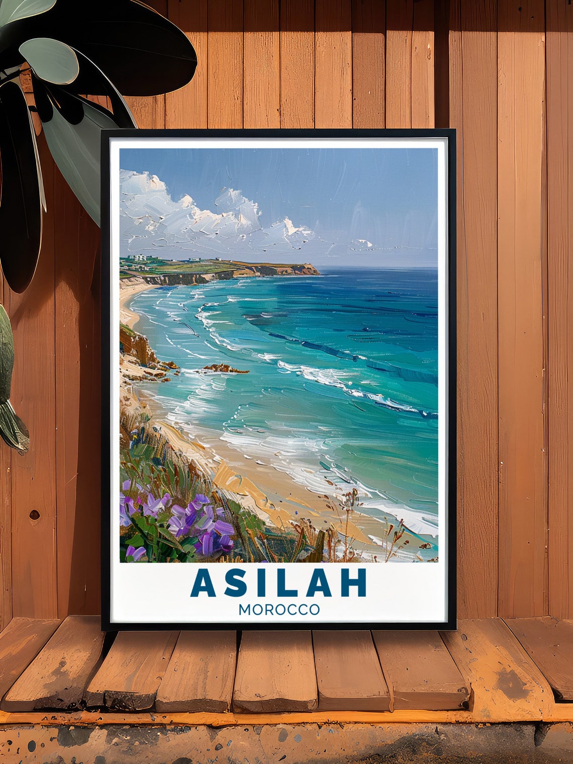 Asilah Paradise Beach Turquoise Waves Cliffs Morocco Travel Poster - Image 2