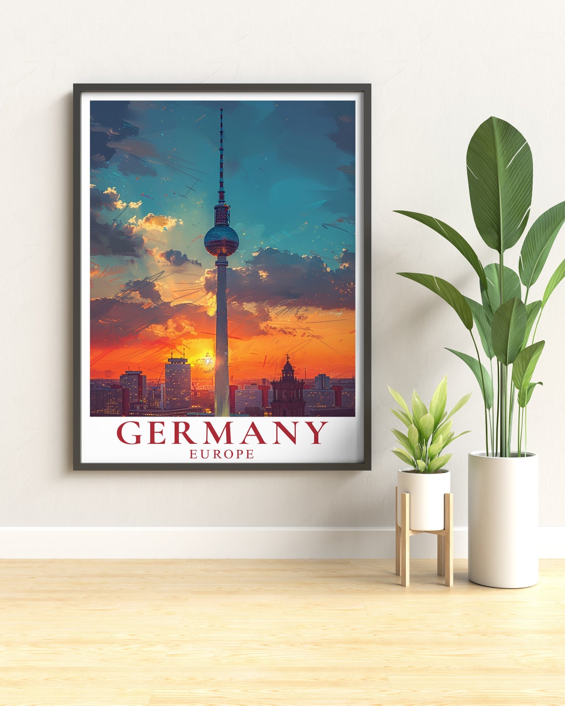 Berlin Fernsehturm TV Tower Sunset Skyline Germany Travel Poster - Image 3