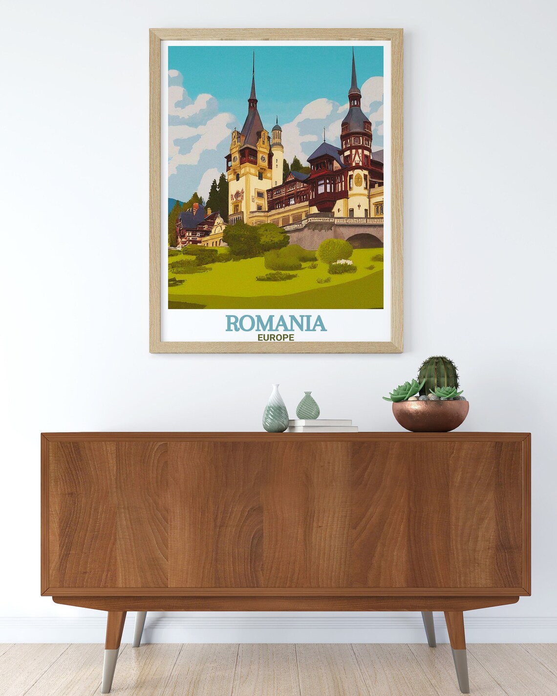 Romania Europe Peles Castle Fairytale Spires Garden Travel Poster - Image 2