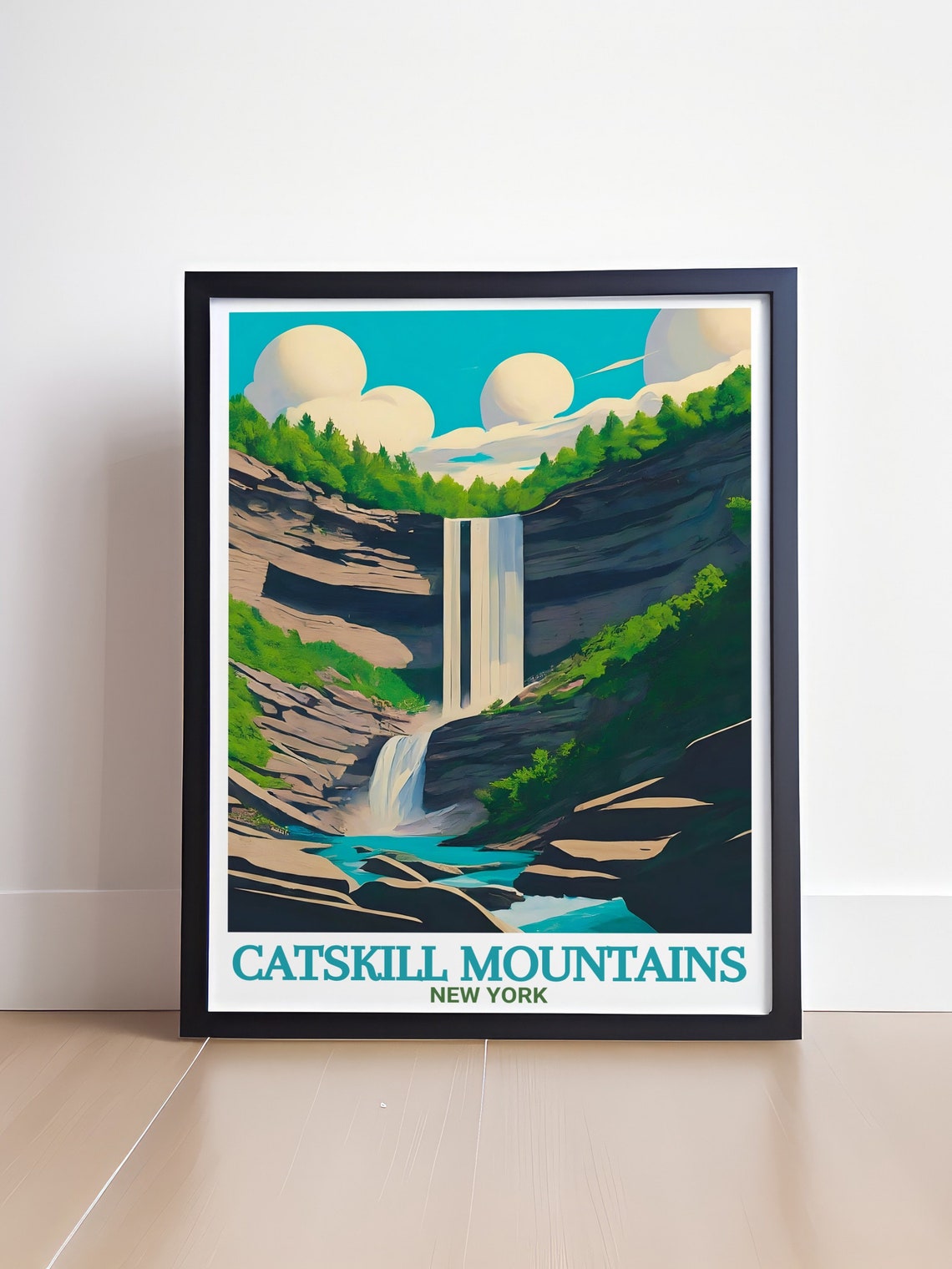 Catskill Mountains Waterfall Gorge Summer Hiking Travel Poster - Image 4