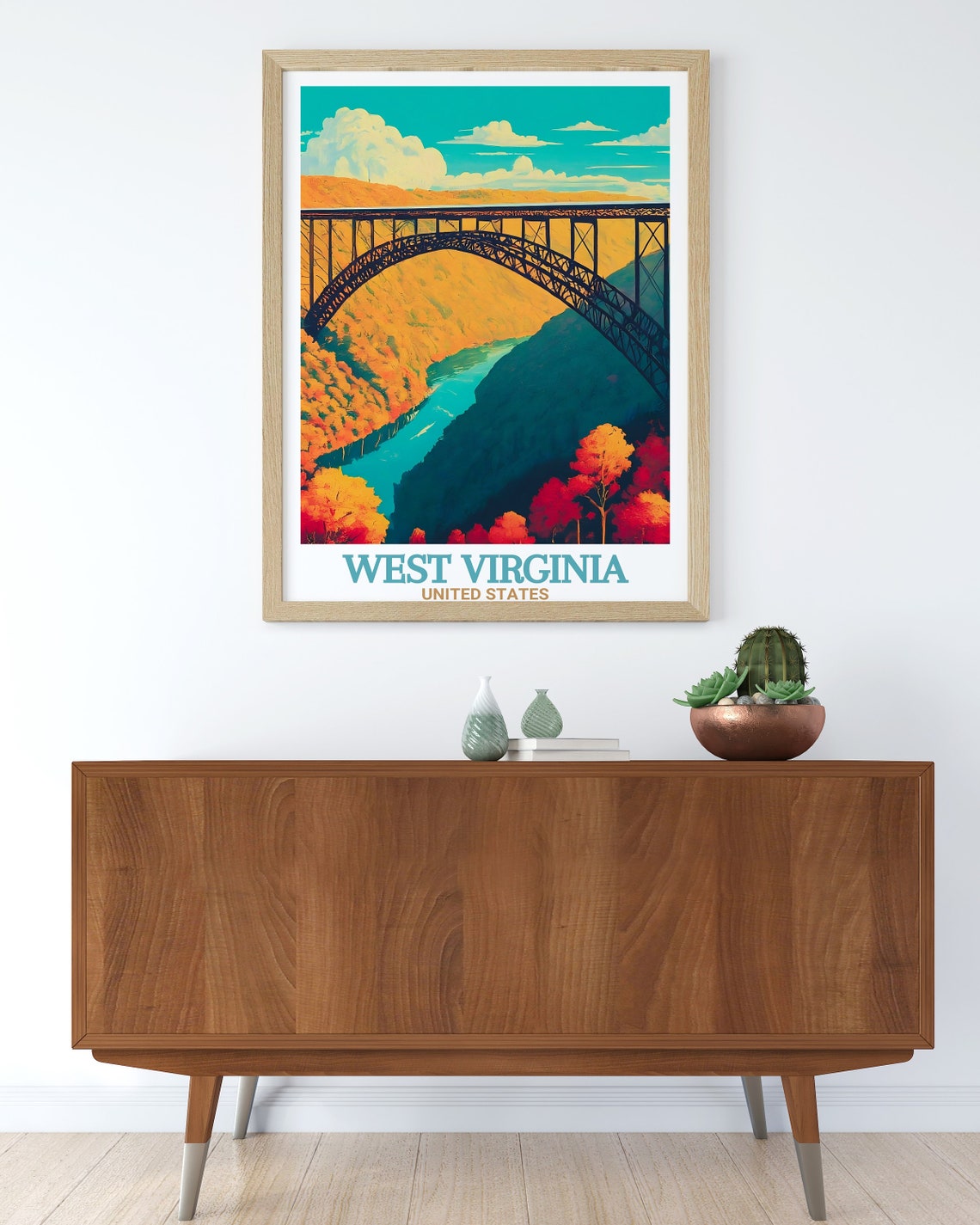 West Virginia New River Gorge Bridge Autumn Gorge View Poster - Image 2
