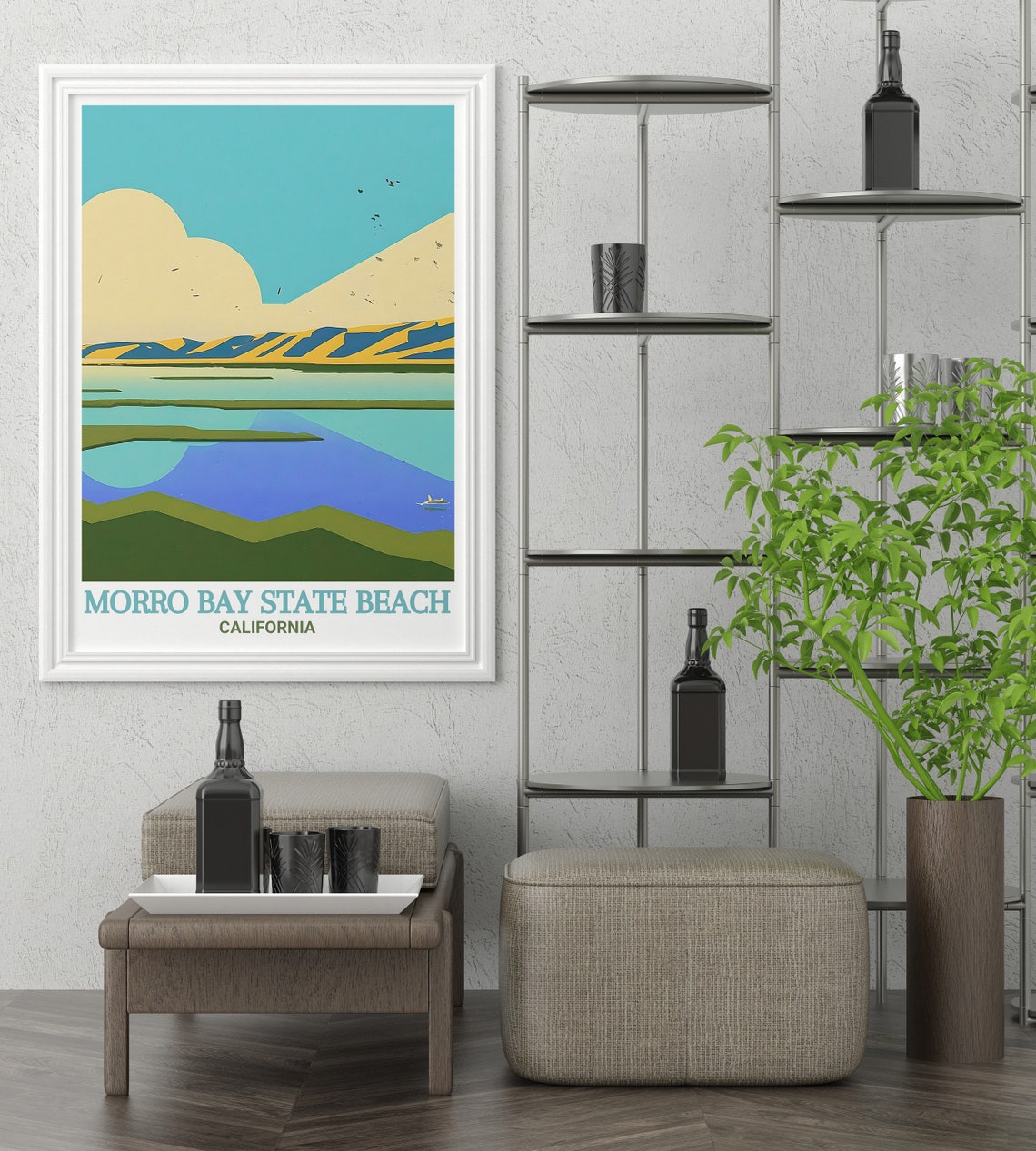 Morro Bay State Beach California Sunset Estuary Scene Poster - Image 2