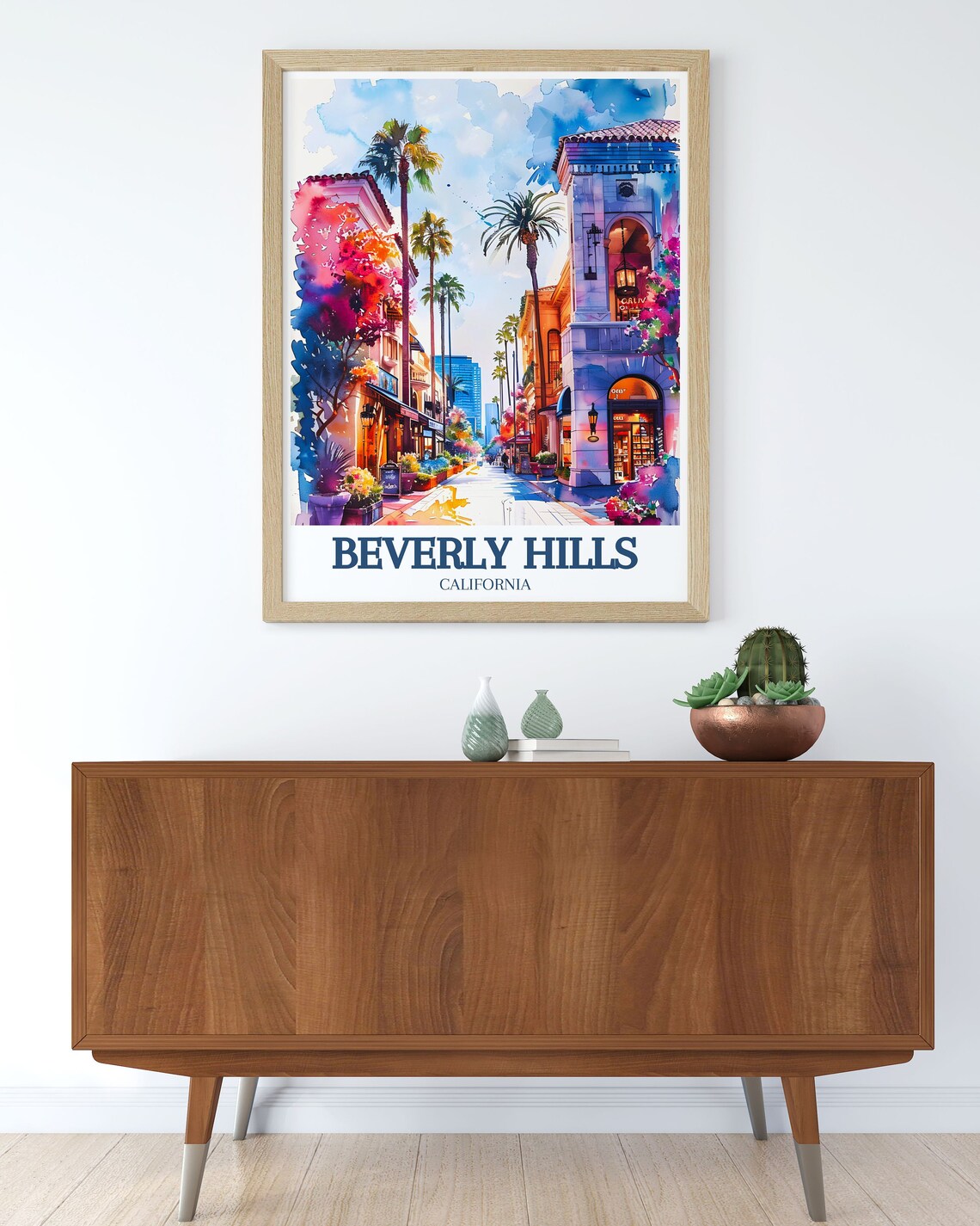 Beverly Hills California Elegant Shopping Street Bougainvillea Poster - Image 3