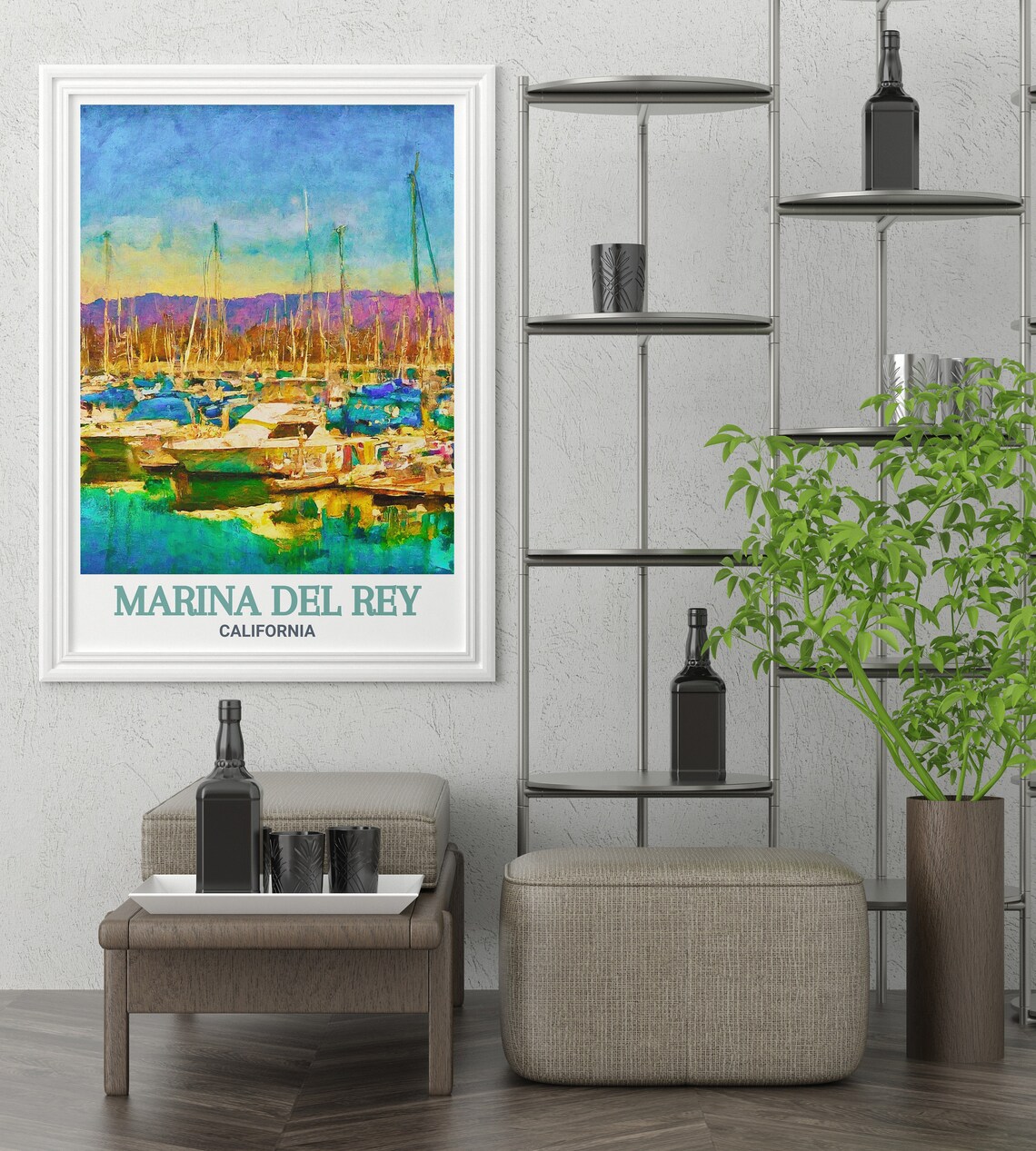 Marina Del Rey California Sailboat Harbor Golden Sunset Poster - Image 3