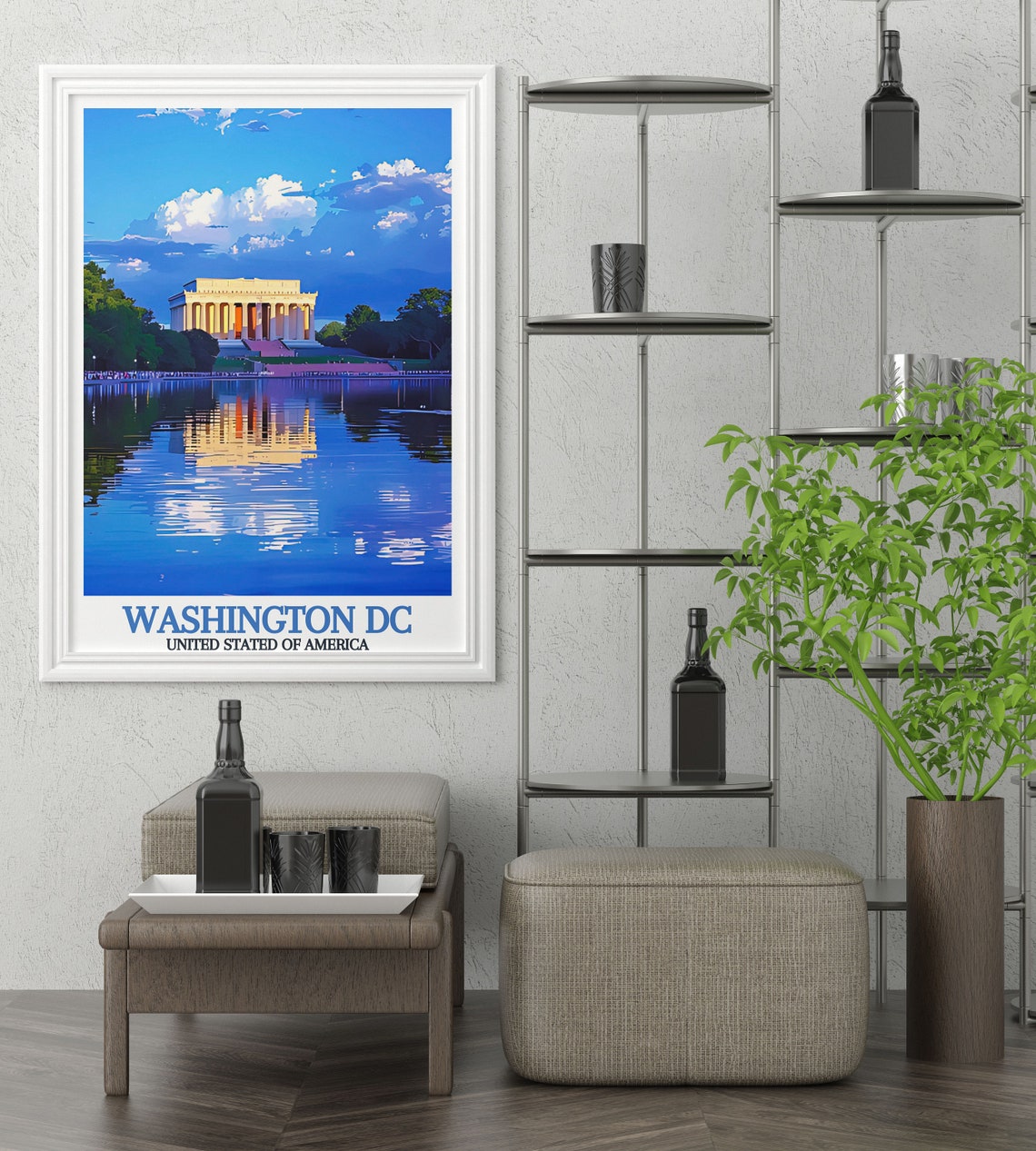 Lincoln Memorial Reflected in the Pool at Blue Twilight Hour Poster - Image 2
