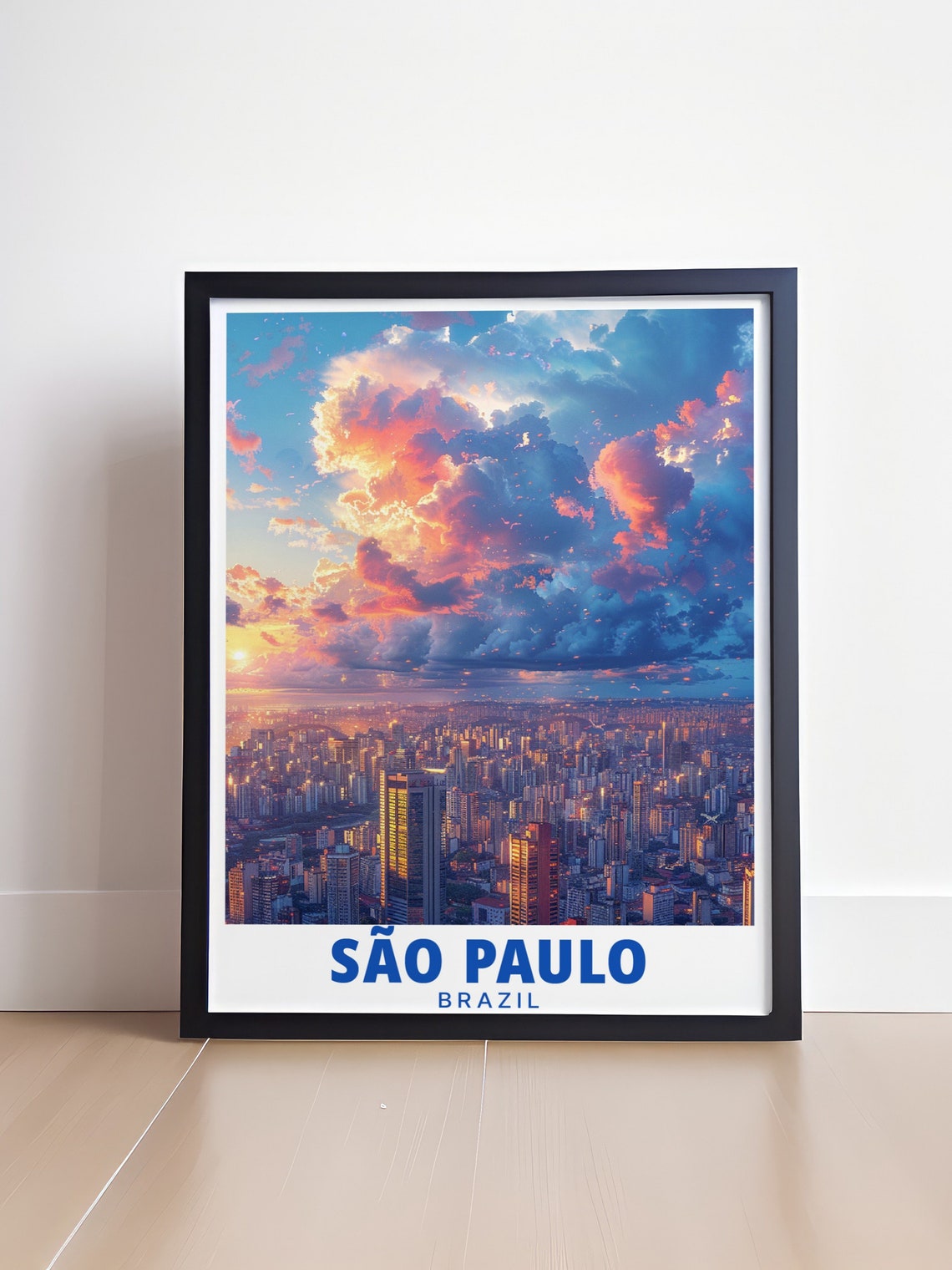 Sao Paulo Brazil Sunset City Skyline Clouds Urban Travel Poster - Image 4