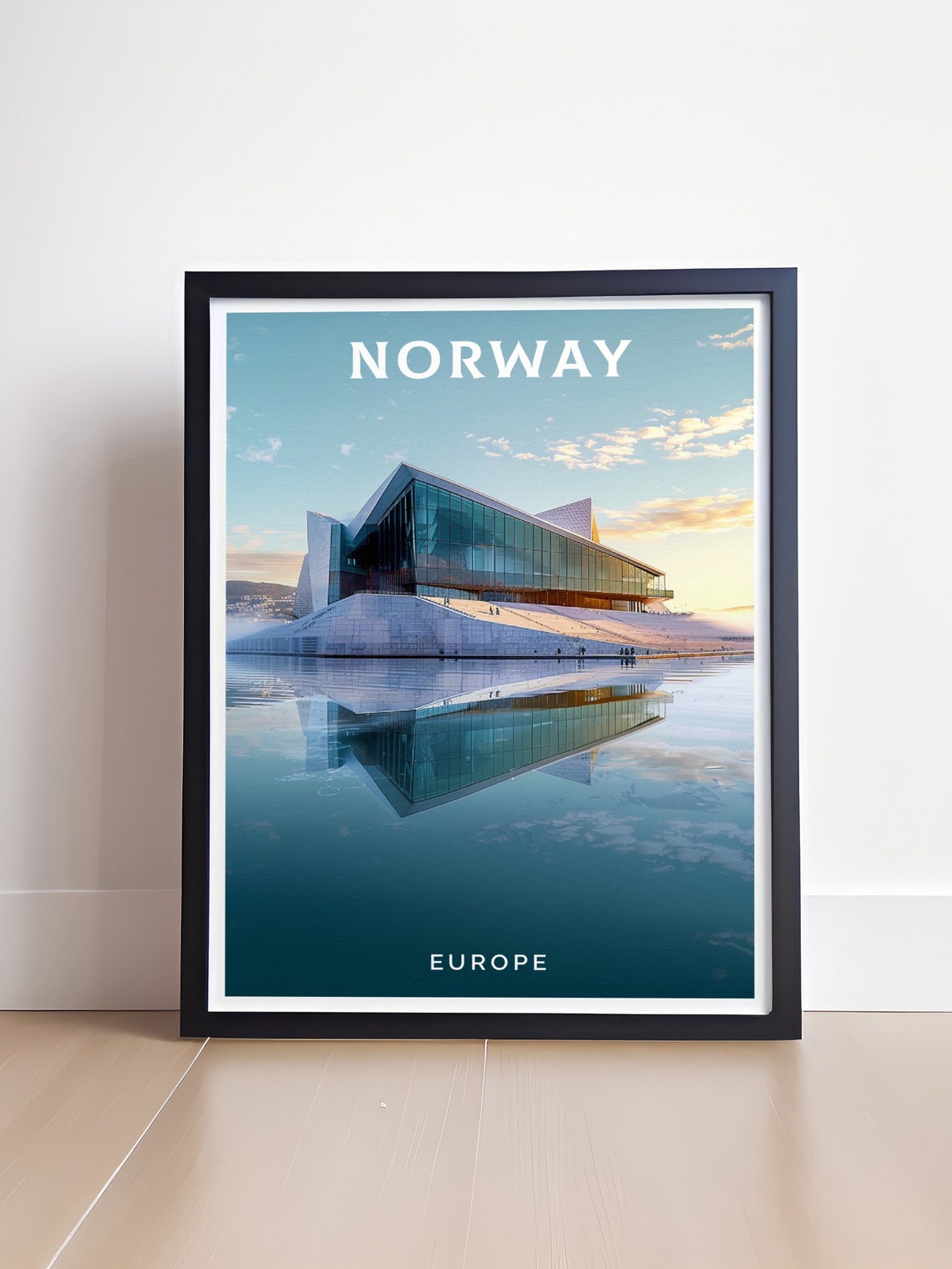 Norway Oslo Opera House Marble Roof Reflection Minimal Travel Poster - Image 4