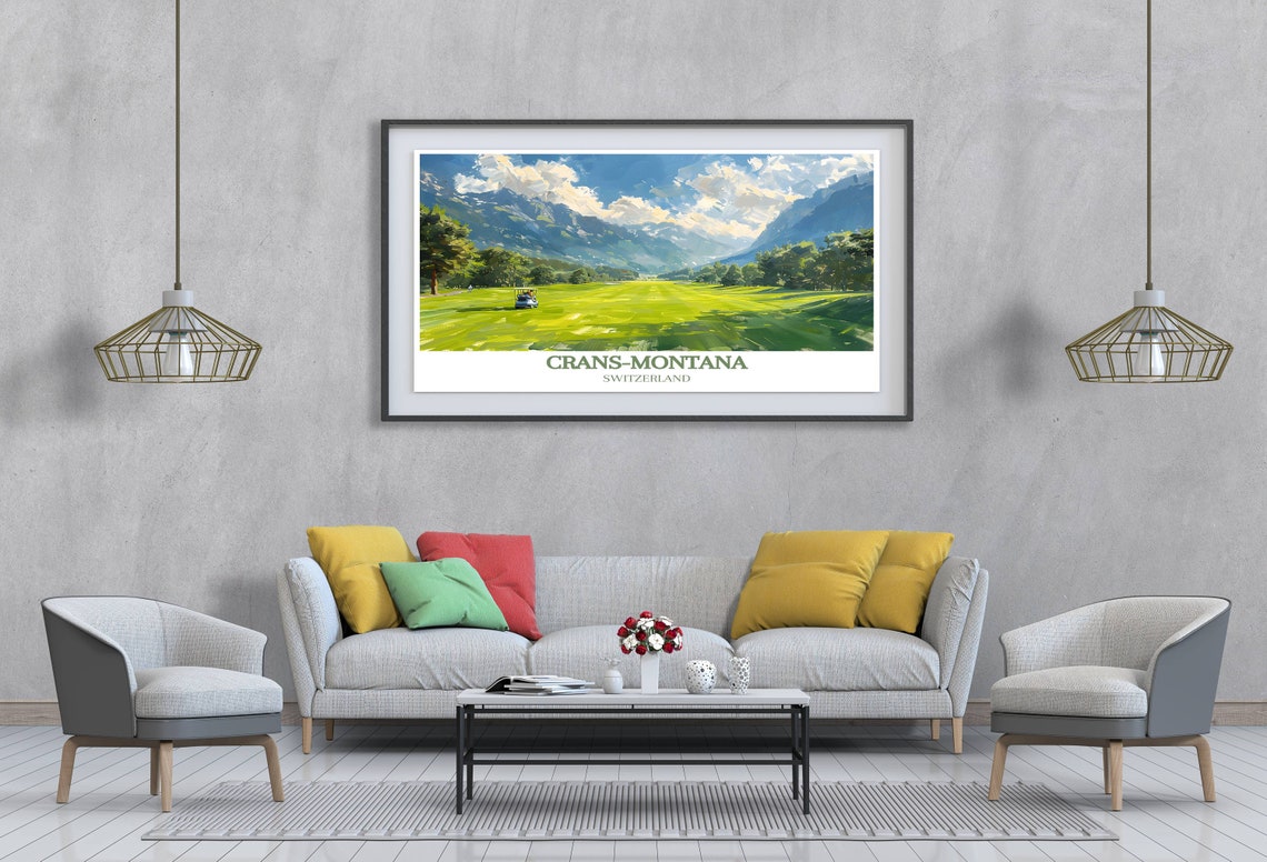 Crans-Montana Switzerland Golf Course Beneath the Mountain Alps Poster - Image 4