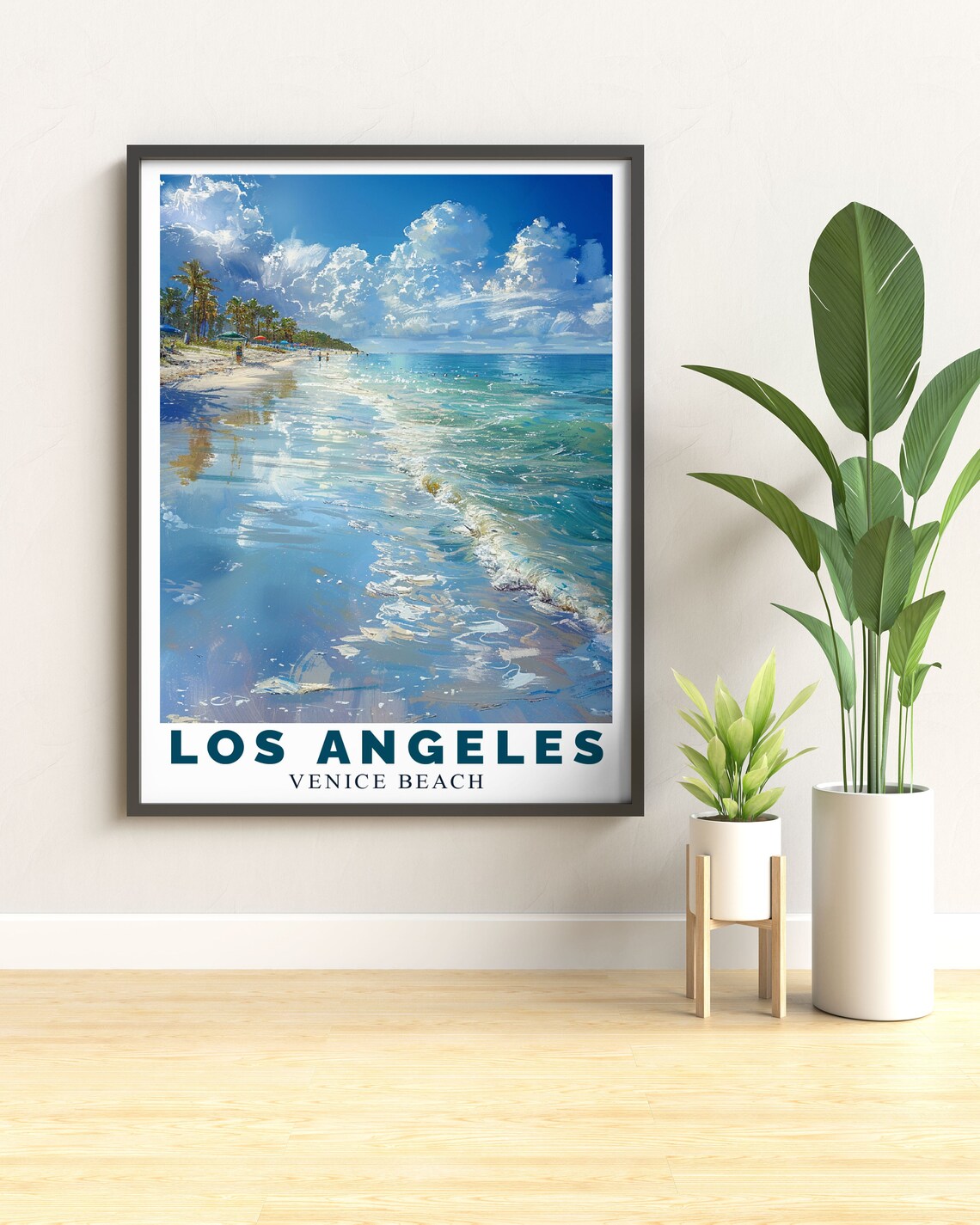 Los Angeles Venice Beach Ocean Shoreline Waves Palms Travel Poster - Image 3