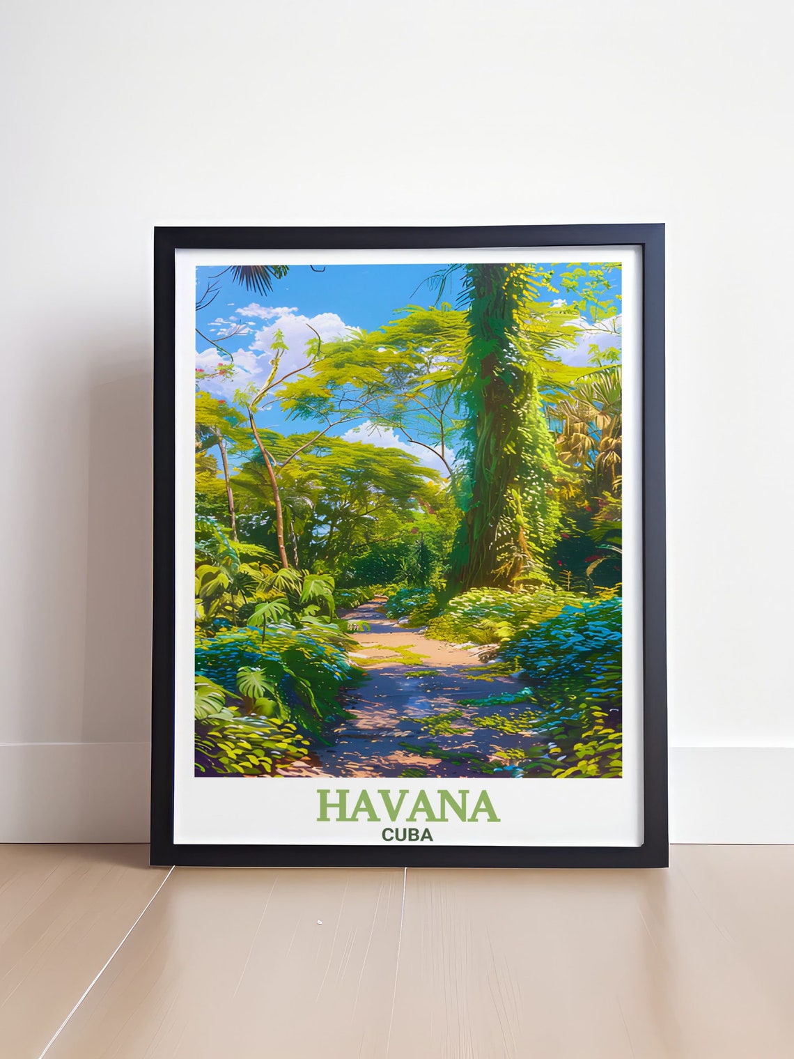 Havana Cuba Parque Almendares Tropical Jungle Path Art Classic Poster - Image 4
