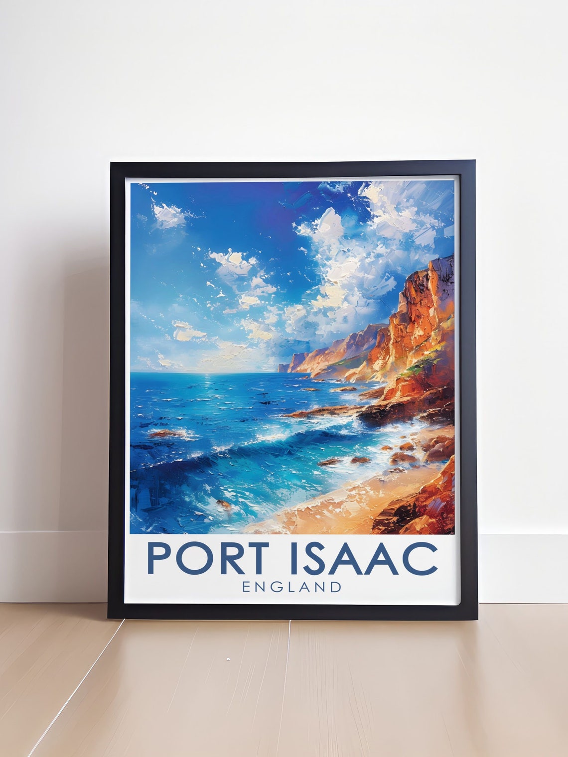 Port Isaac Cornwall Dramatic Cliffs and Blue Sea Travel Poster - Image 4