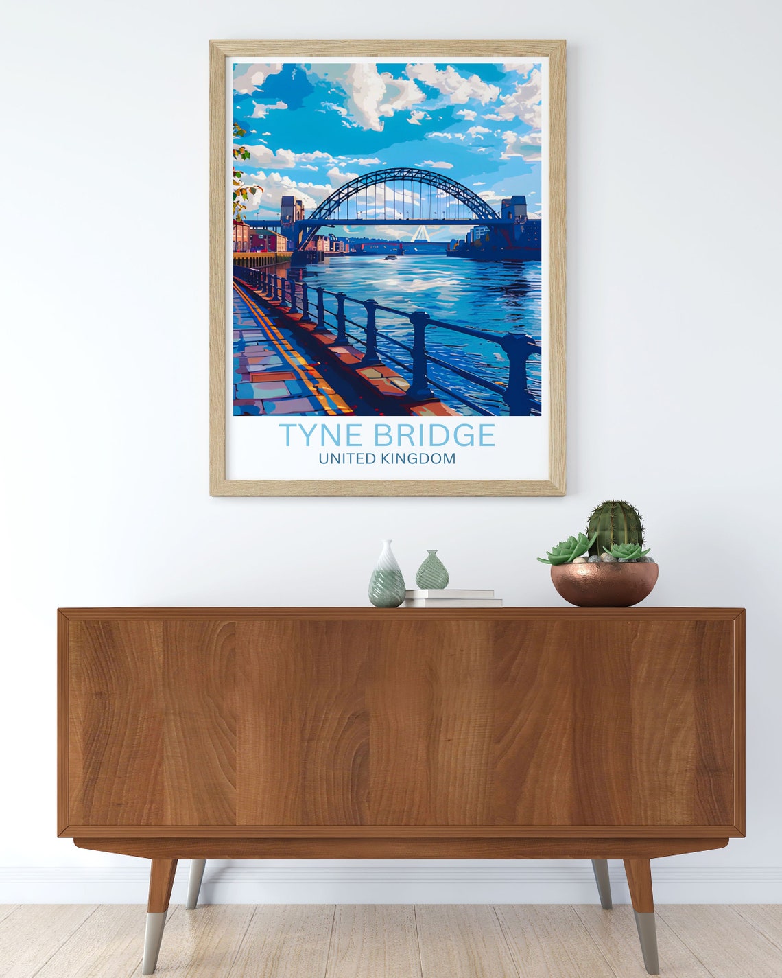 Tyne Bridge Newcastle Quayside River Walk Bright Day Travel Poster - Image 2