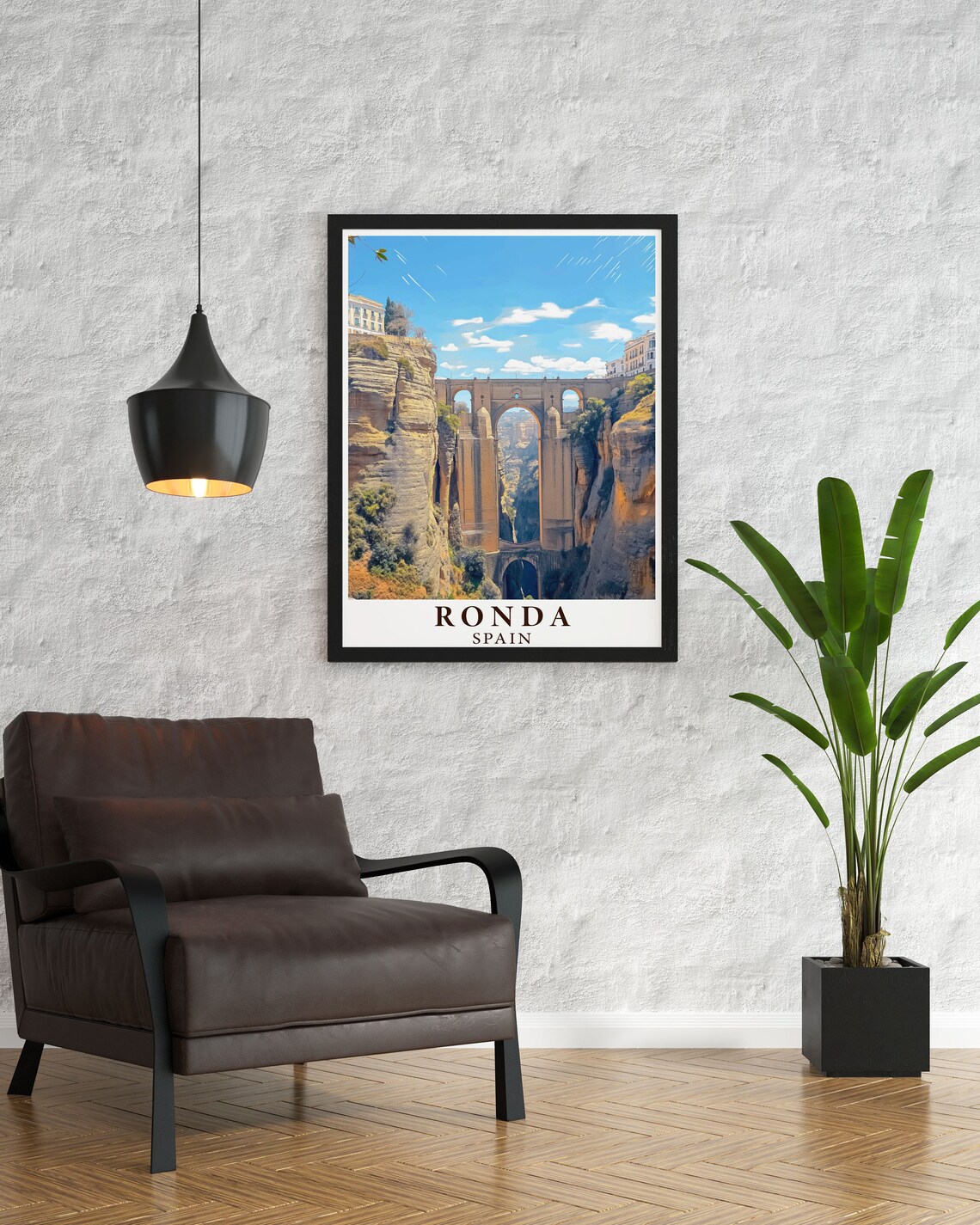 Ronda Spain Puente Nuevo Bridge Dramatic Gorge Travel Poster - Image 3
