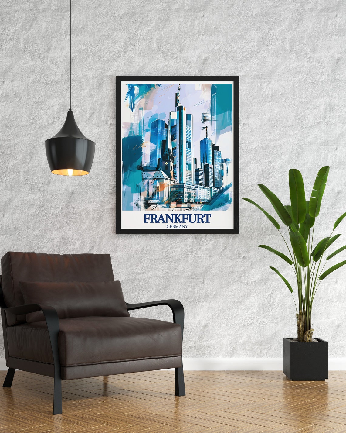 Frankfurt Commerzbank Tower Modern Skyline Abstract City Poster - Image 2