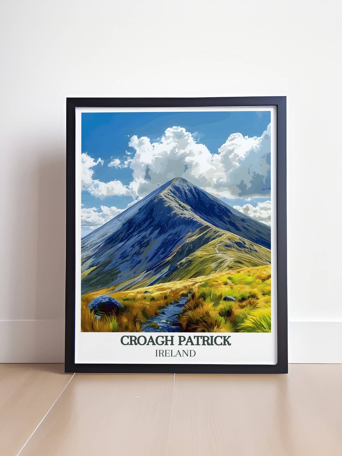 Croagh Patrick Ireland Summit Cone with Golden Grass Trail Poster - Image 4