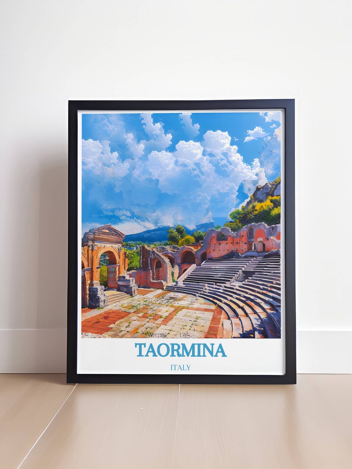 Taormina Italy Ancient Greek Theatre Sunlit Stone Steps Poster - Image 4