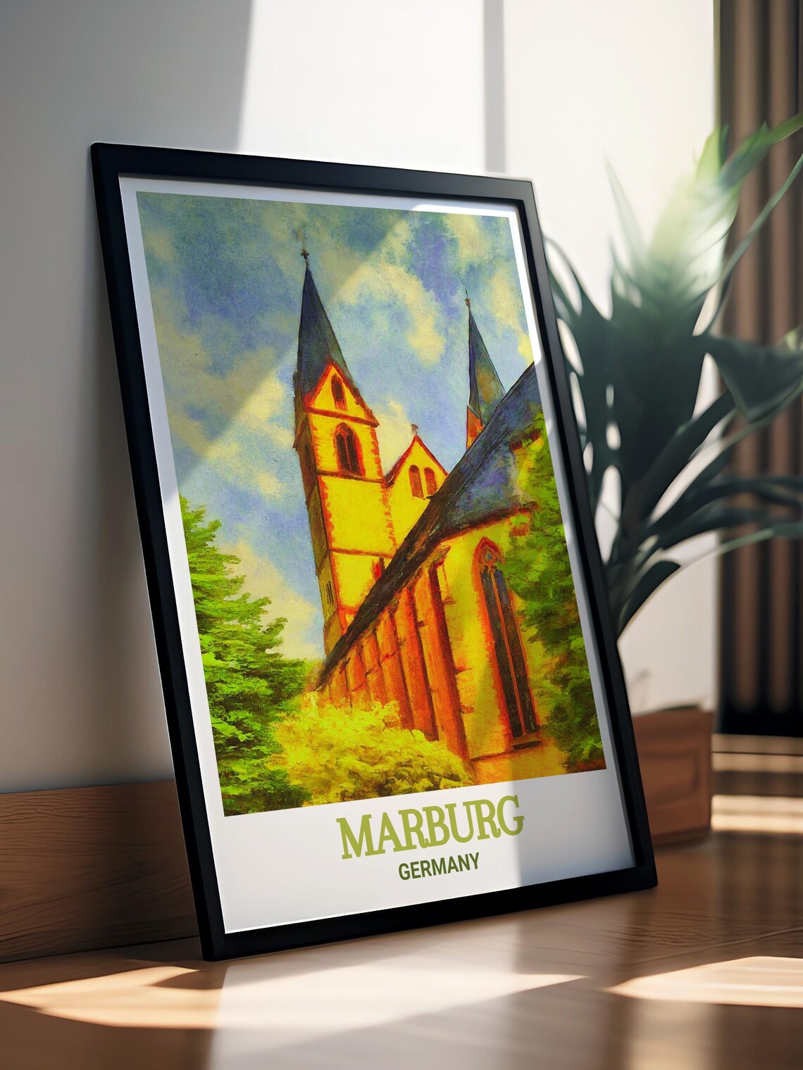Marburg St Elizabeth Church Golden Twin Spires Germany Travel Poster - Image 2
