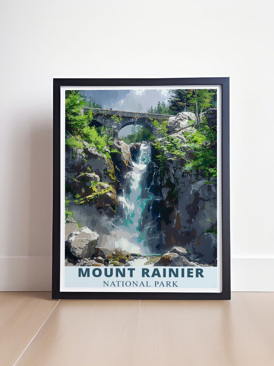 Mount Rainier National Park Christine Falls Waterfall Travel Poster - Image 4