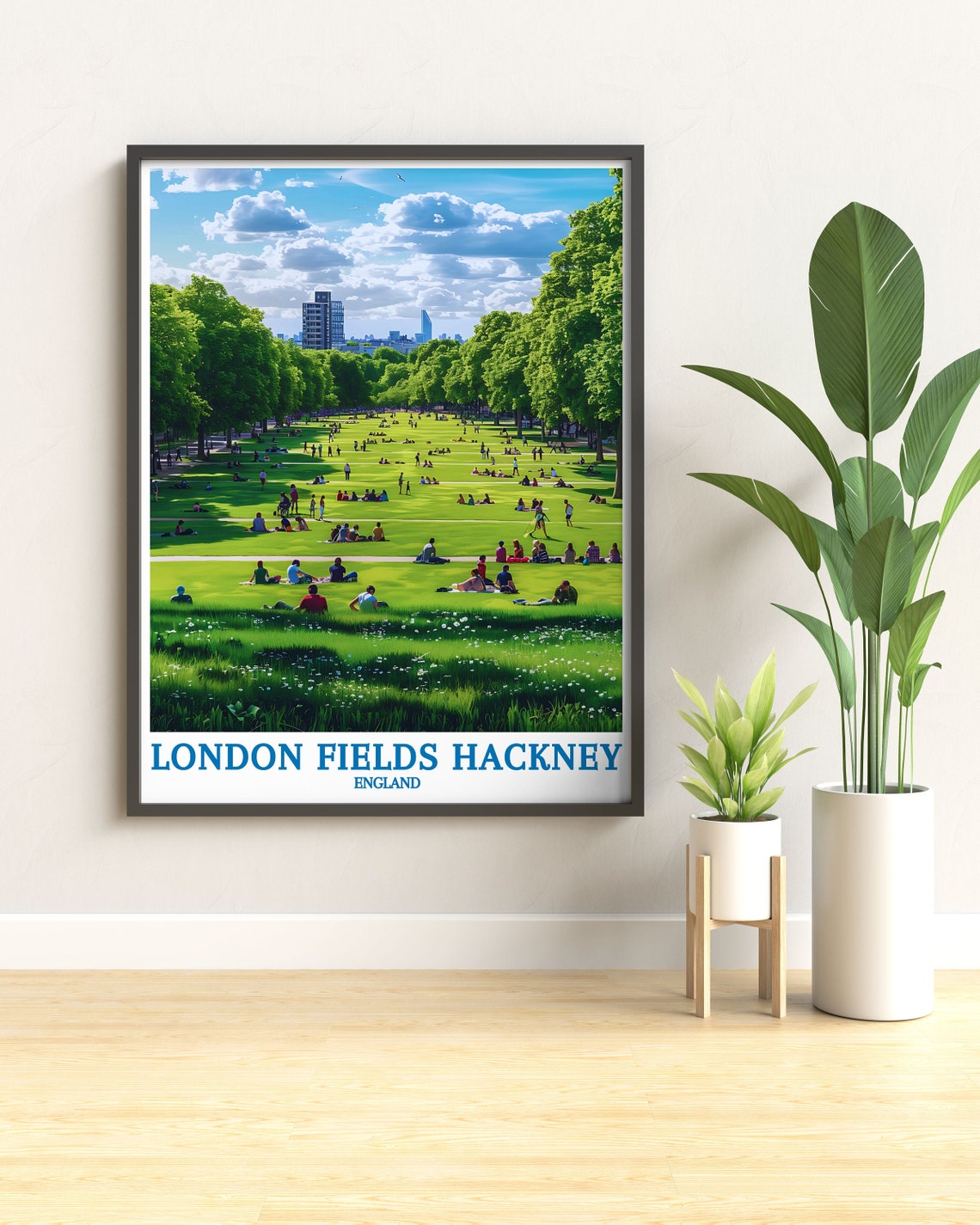 London Fields Hackney Sunny Park Lawn Picnic Day Travel Poster - Image 2
