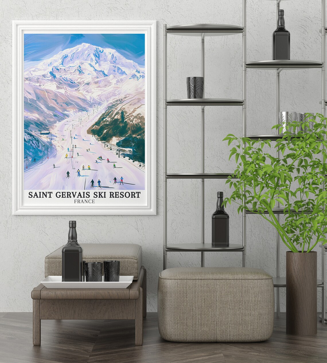 Saint Gervais Ski Resort, Mont Blanc Travel Poster - Image 2