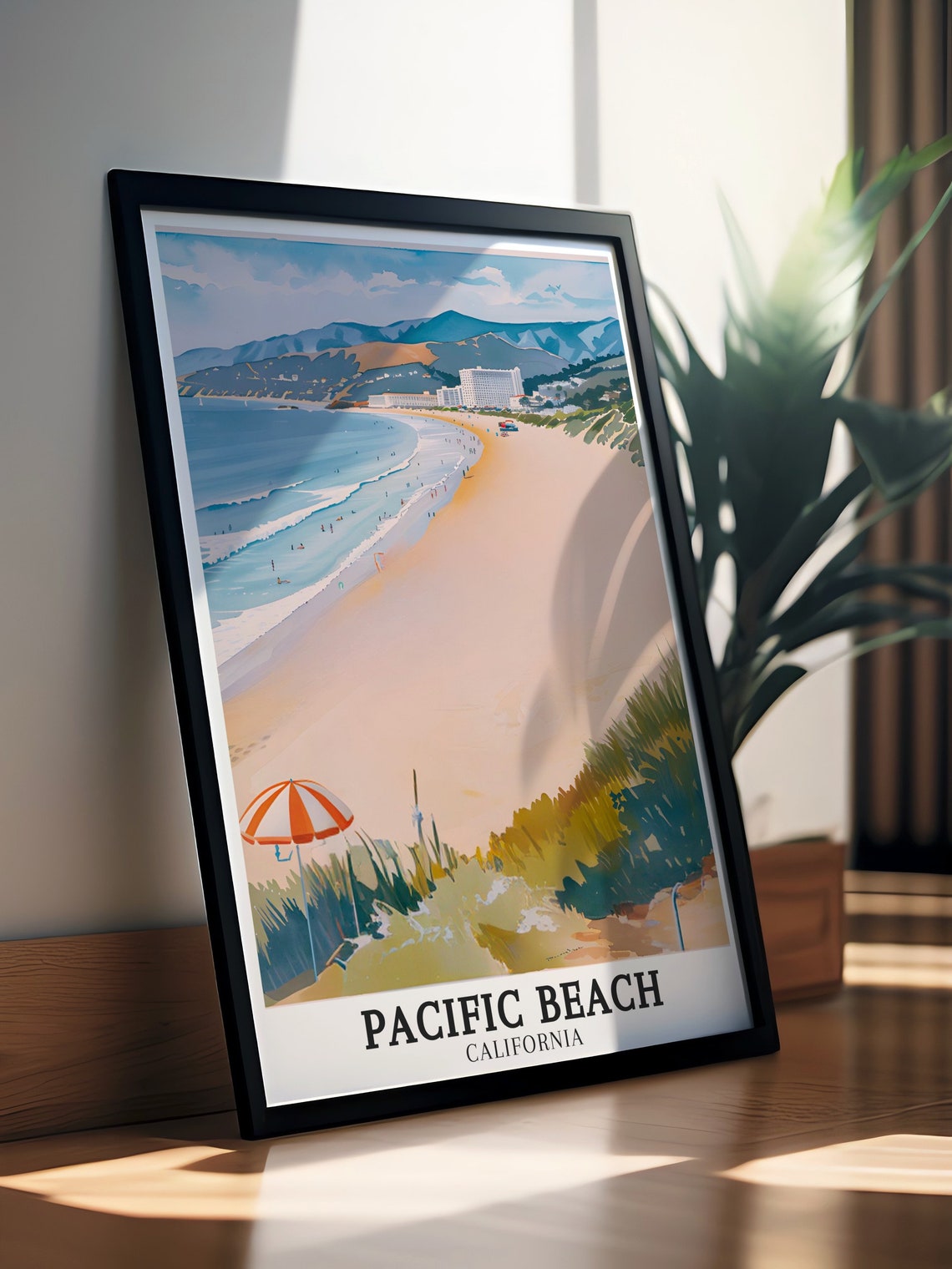 Pacific Beach California Panoramic Sandy Coastline View Poster - Image 3