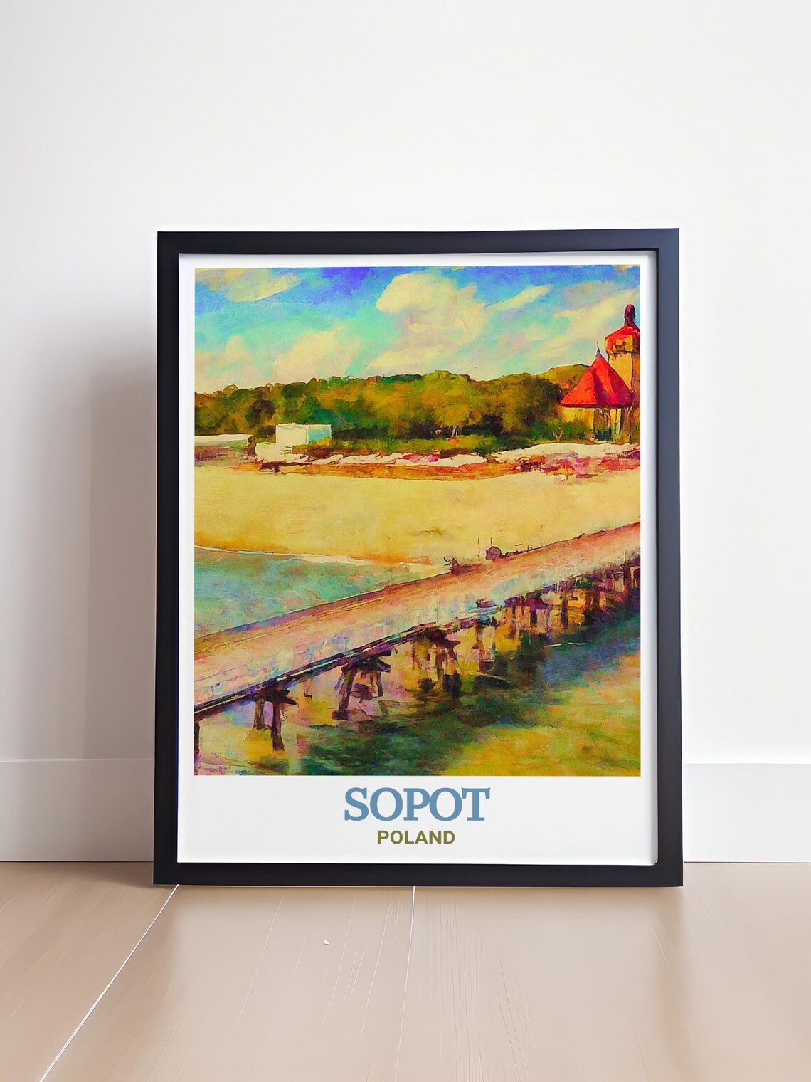 Sopot Poland Travel Poster with Wooden Pier and Red Roof Tower - Image 4