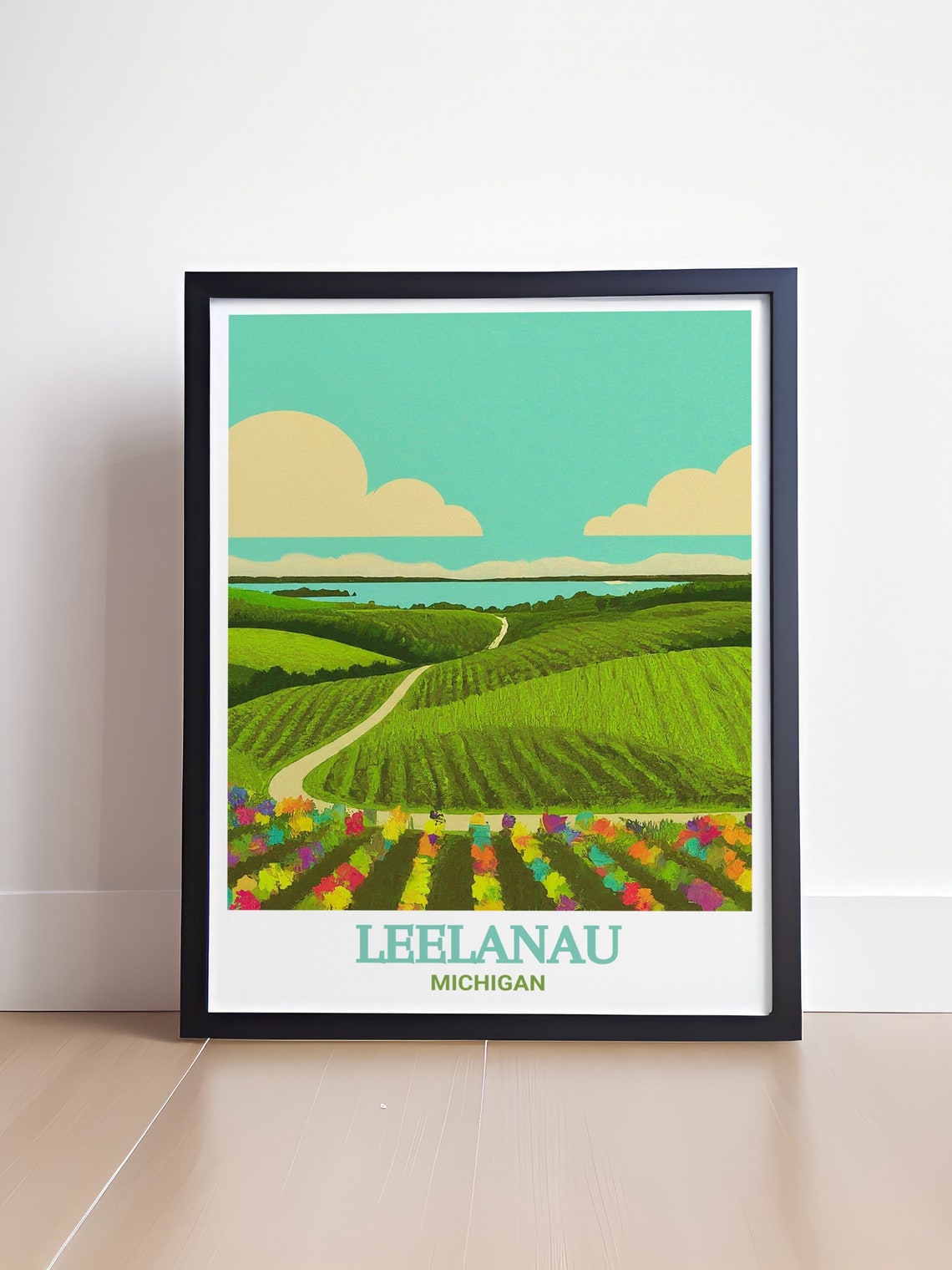 Leelanau Michigan Wine Trail Vineyard Rows Flower Fields Poster - Image 4
