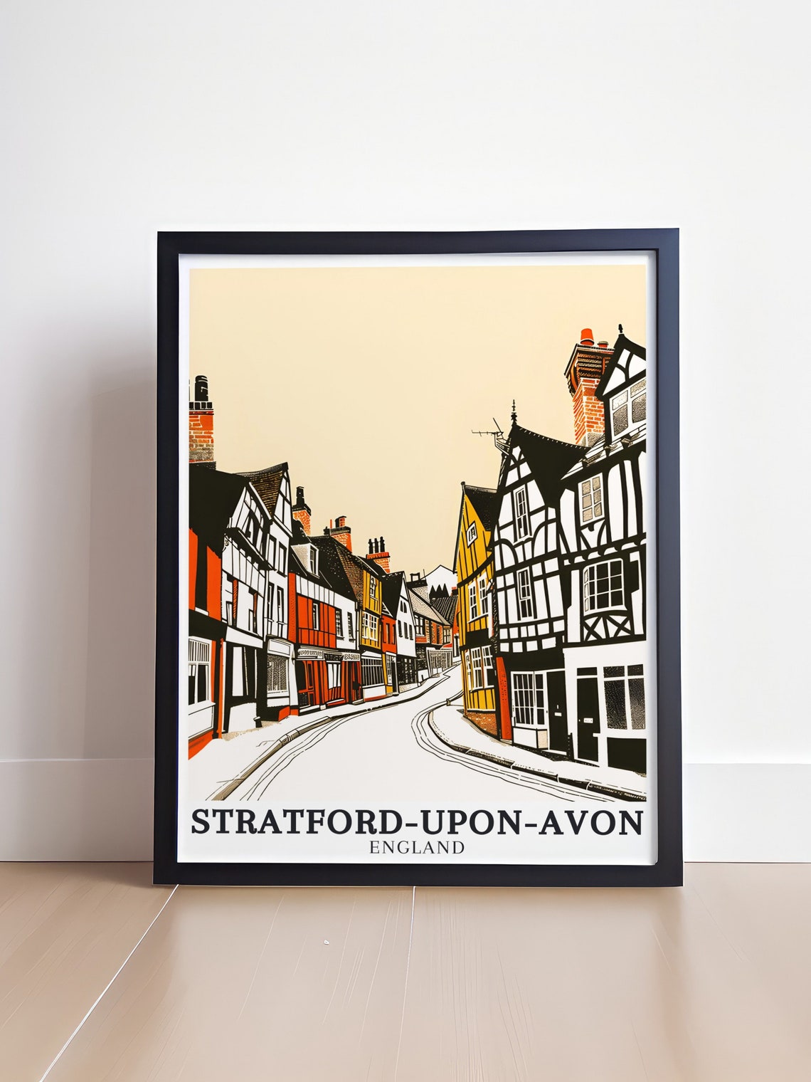 Stratford Upon Avon Old Town Tudor Street Minimalist England Poster - Image 4