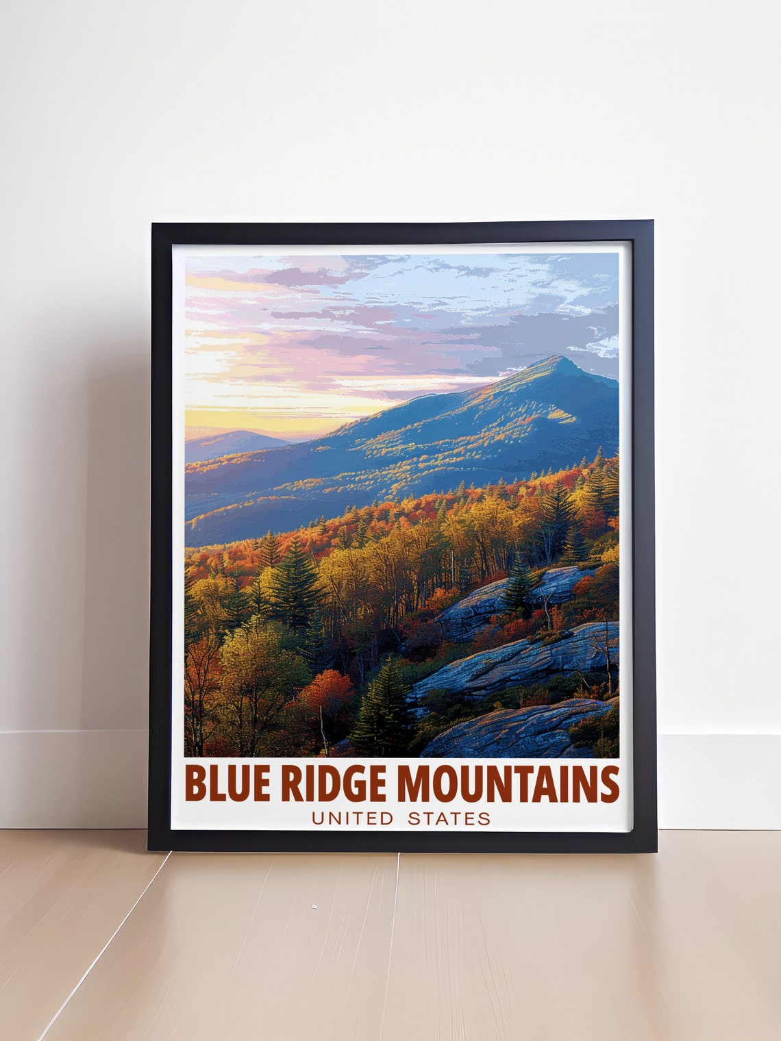 Blue Ridge Mountains Poster Grandfather Mountain Fall Sunset Art - Image 4