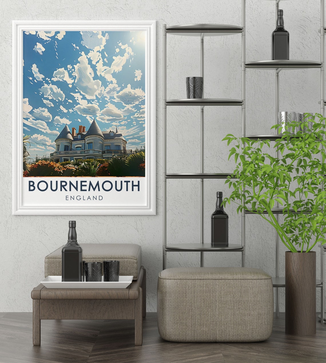 Bournemouth England Russell Cotes Seaside Museum Garden Travel Poster - Image 3