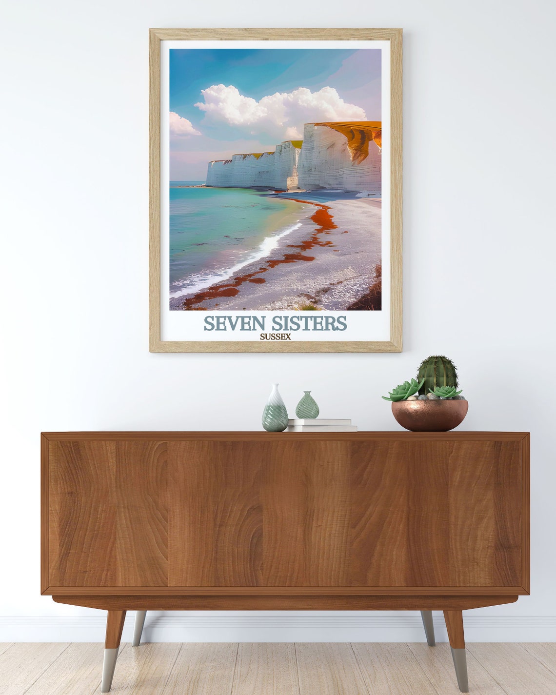 Seven Sisters White Chalk Cliffs Sussex England Travel Poster - Image 2