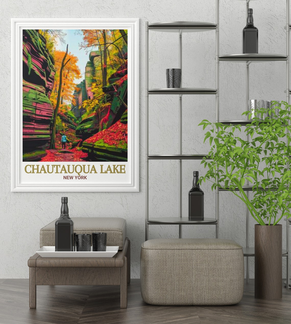 Chautauqua Lake New York Autumn Gorge Scenic Hiking Trail Poster - Image 2