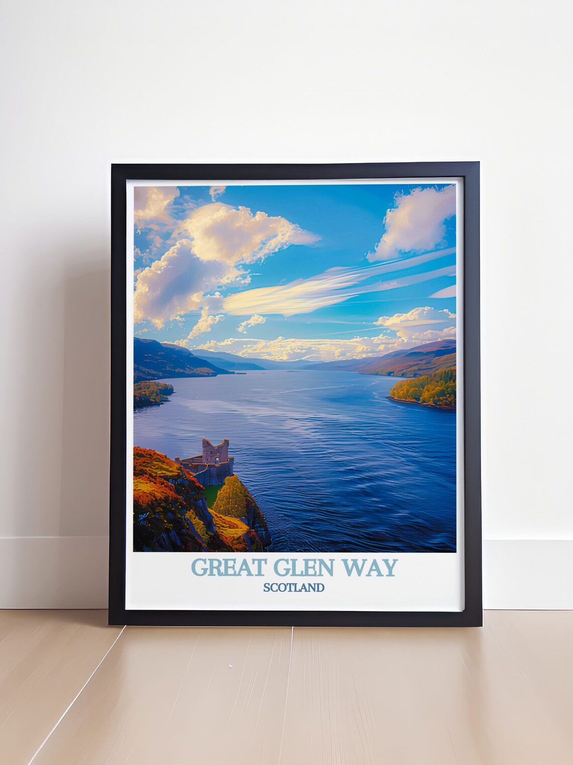 Great Glen Way Scotland Loch Ness Castle Aerial Travel Poster - Image 4