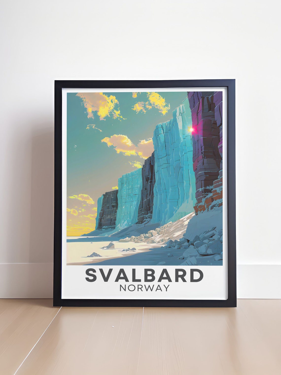 Svalbard Norway Glacier Walls Golden Hour Sunset View Poster - Image 4