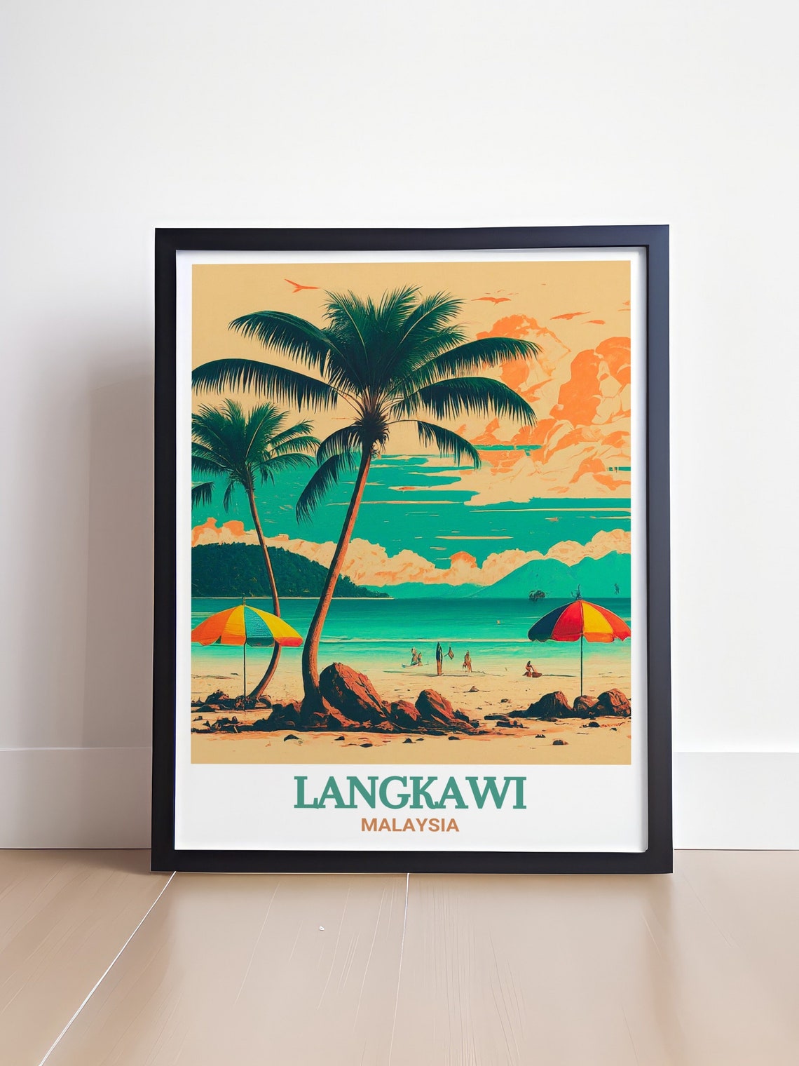 Langkawi Pantai Cenang Retro Beach Palms Malaysia Travel Poster - Image 4