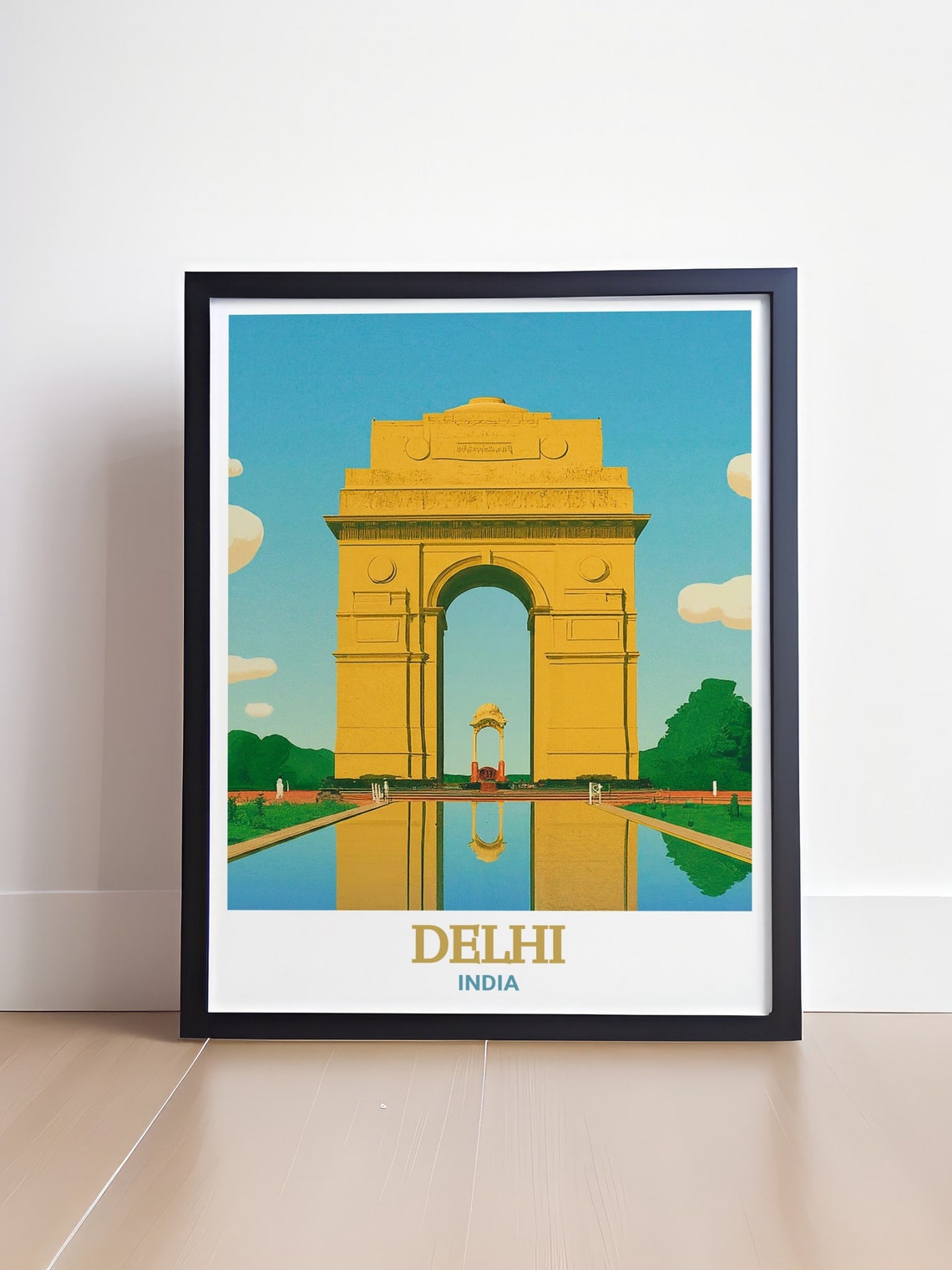 Delhi India India Gate Monument Reflection Pool Blue Sky Poster - Image 4