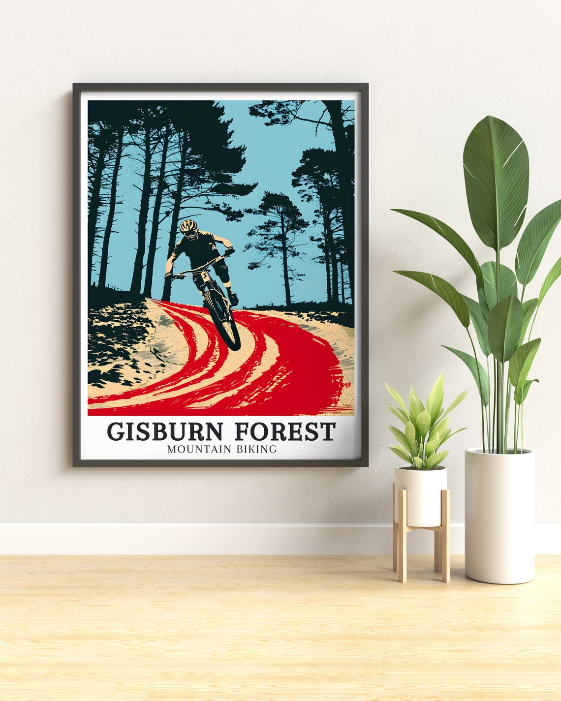 Gisburn Forest Mountain Biking Trail Rider Pine Forest Poster - Image 2