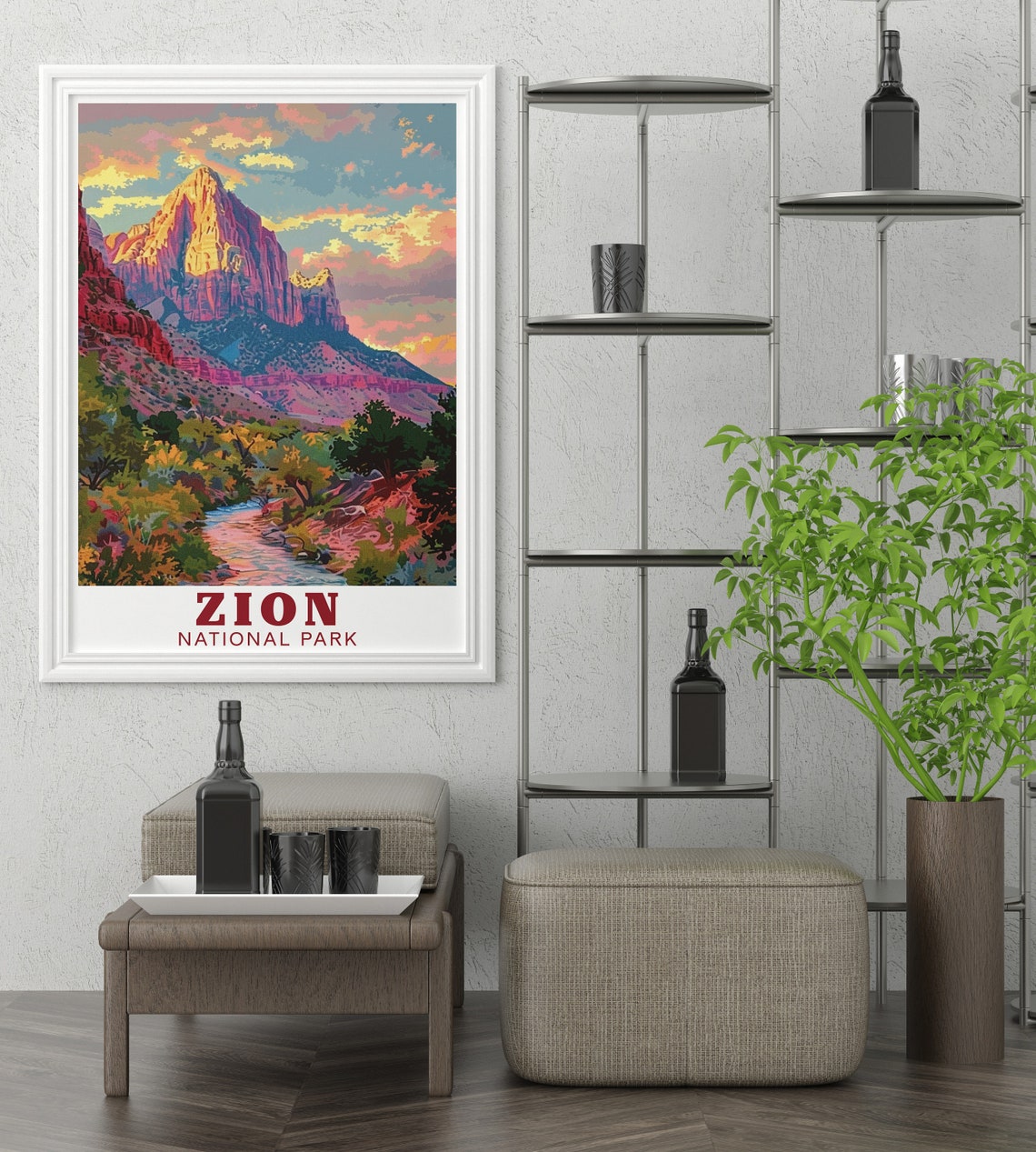 Zion National Park Wall Art The Watchman Travel Poster Zion Wall Travel Print The Watchman Print For Every Occasion - Image 2