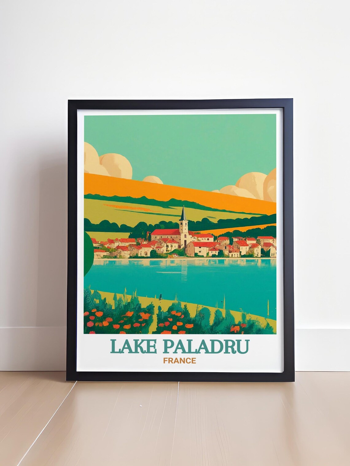 Lake Paladru France Lakeside Village Red Roof Houses Travel Poster - Image 4