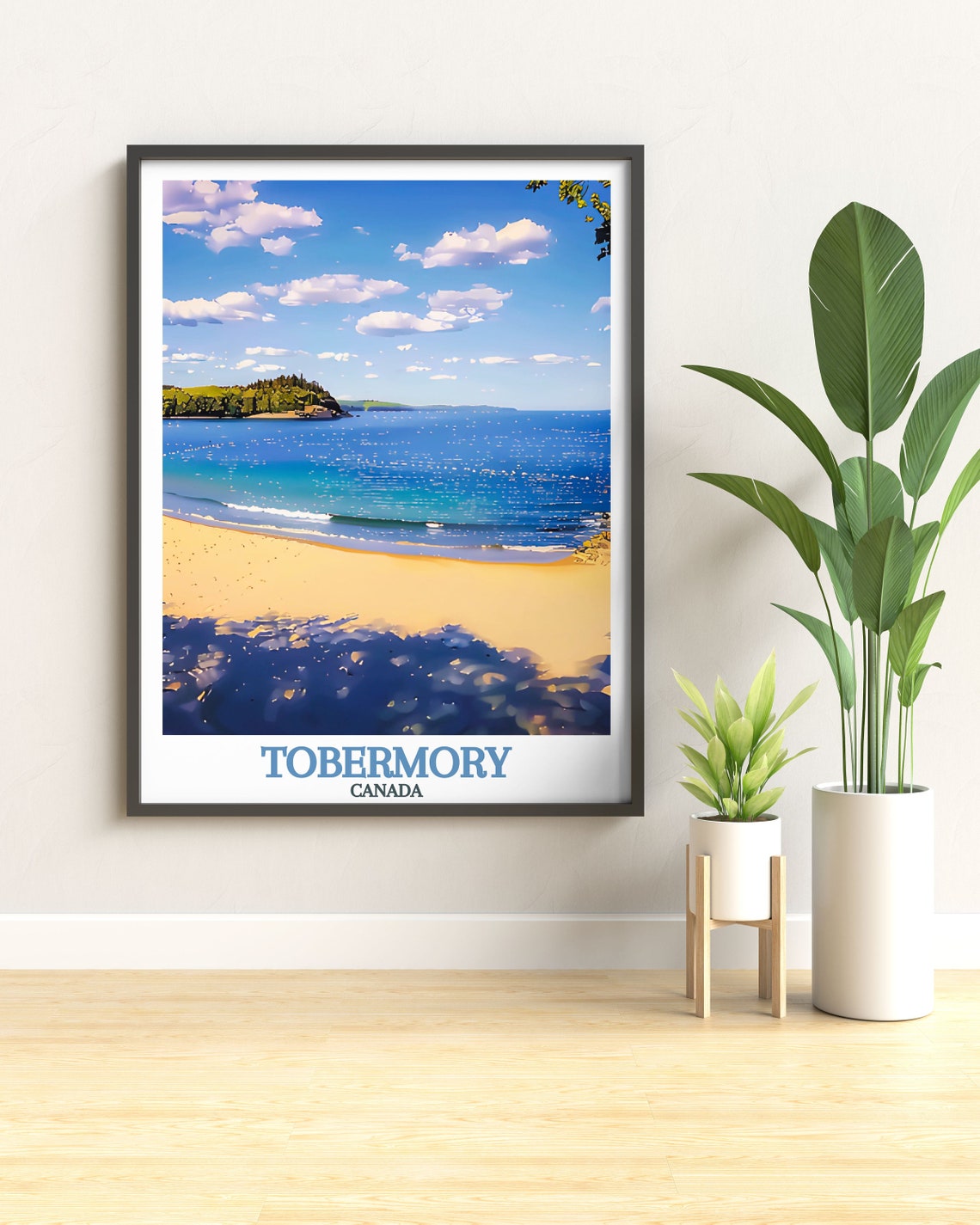 Tobermory Canada Sunny Sandy Beach with Turquoise Bay Poster - Image 3
