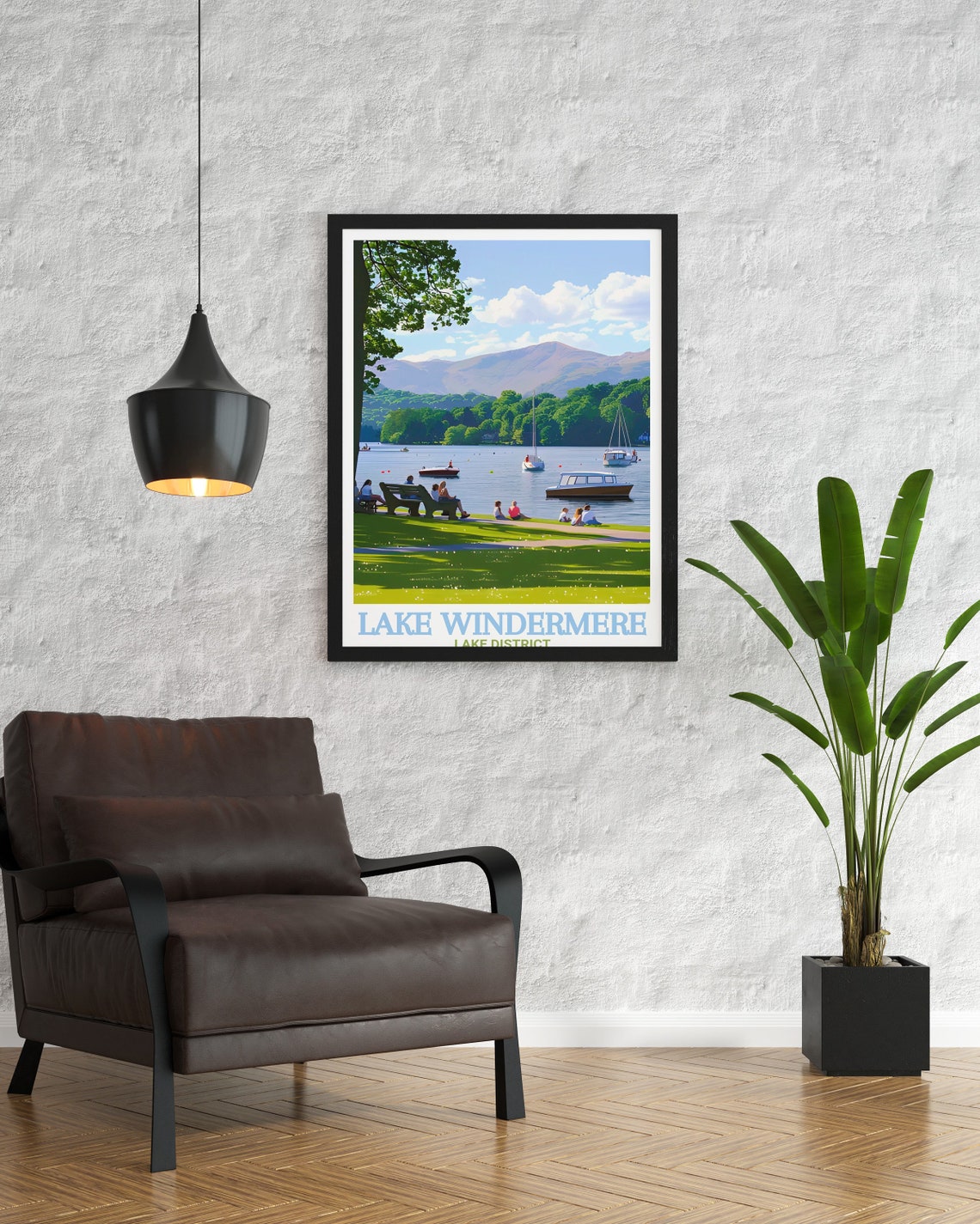 Lake Windermere Boats On The Water And Fells Lakeside Park Poster - Image 2