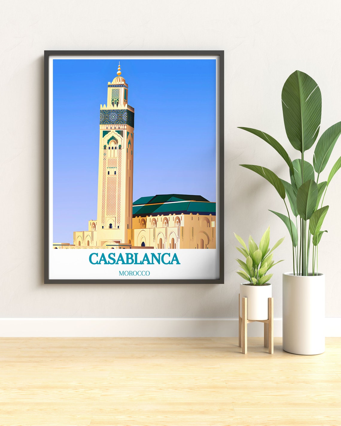 Casablanca Morocco Hassan II Mosque Minaret Daytime Travel Poster - Image 3