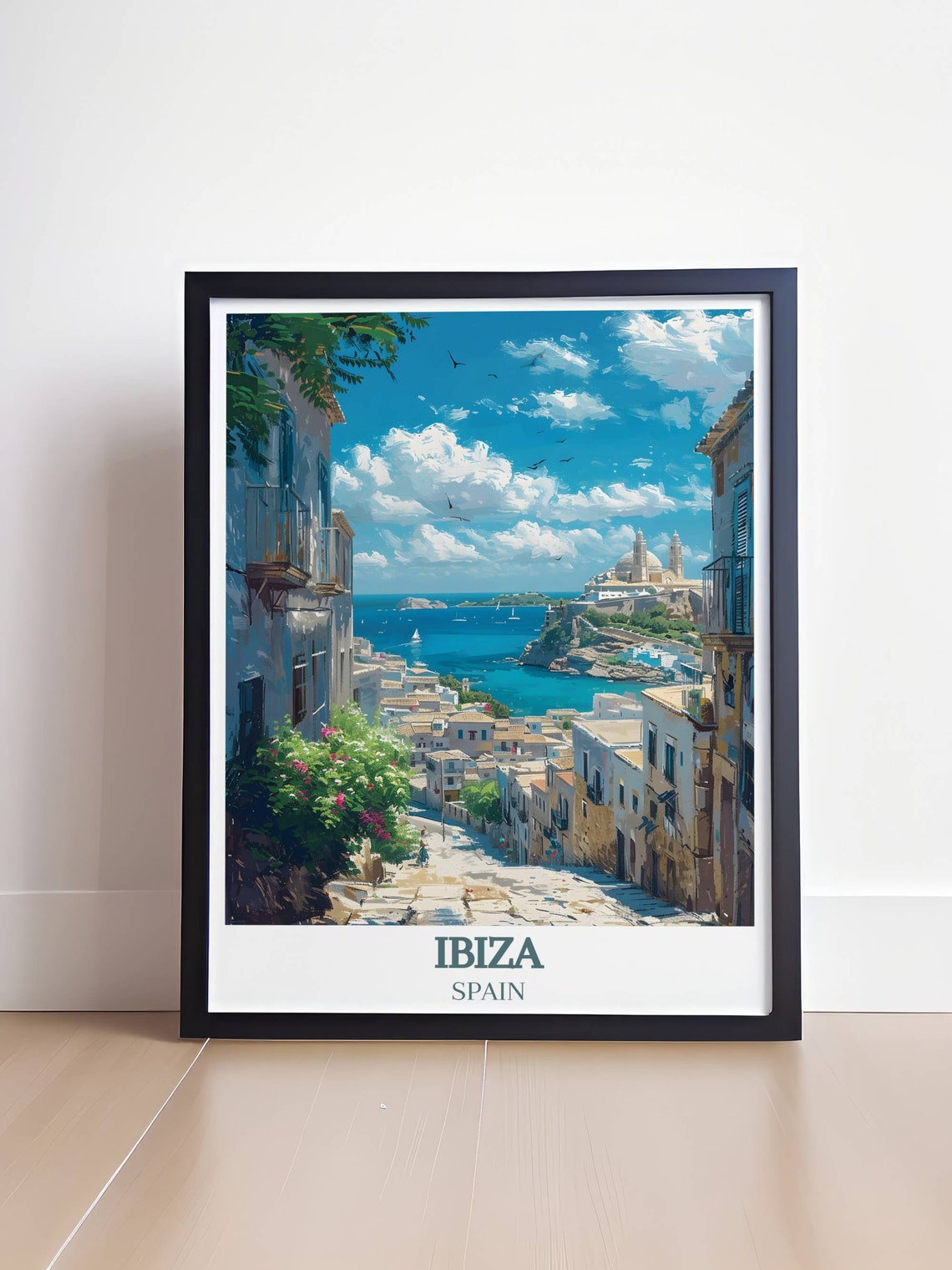 Ibiza Dalt Vila Old Town Harbour Street View Balearics Spain Poster - Image 4