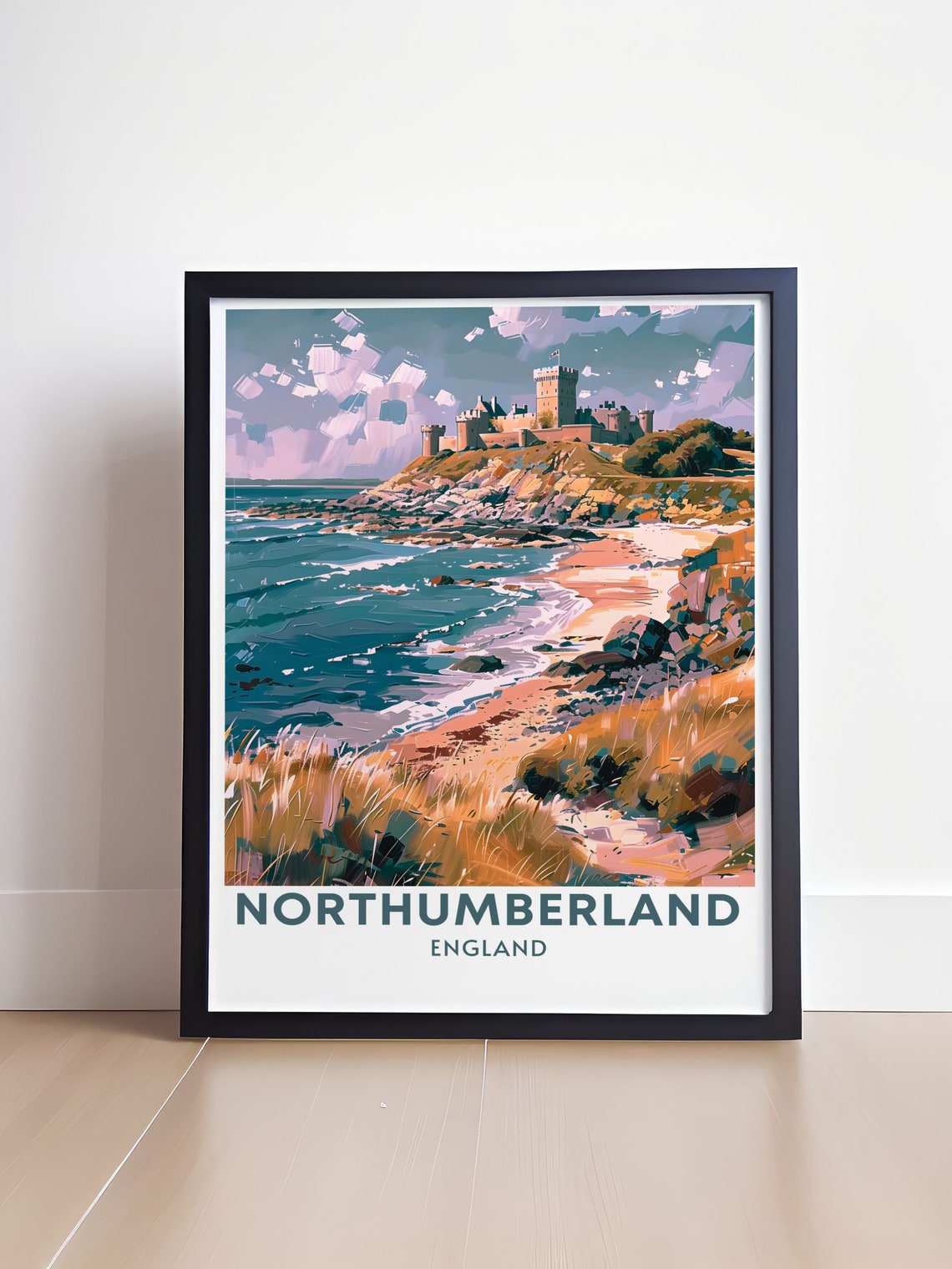 Bamburgh Castle Beach Dunes Northumberland England Travel Poster - Image 4