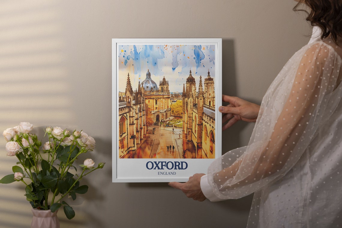 Oxford England Radcliffe Camera Watercolor College Street Poster - Image 3