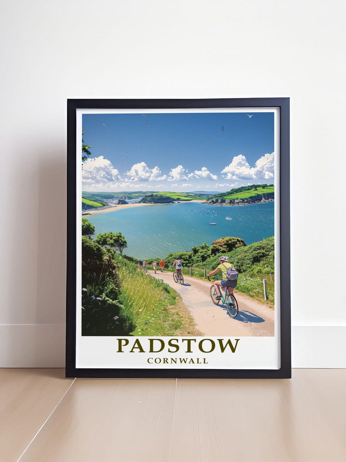 Padstow Cornwall Camel Trail Cyclists Above the Estuary Poster - Image 4