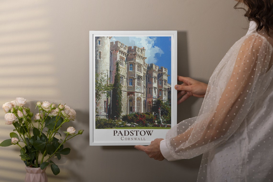Padstow Cornwall Historic Stone Manor With Rose Gardens Poster - Image 3