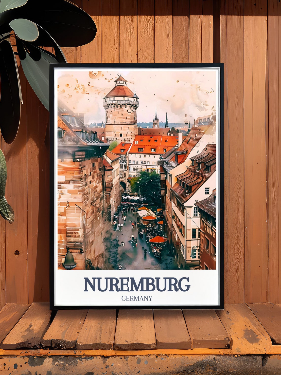 Nuremberg Germany Castle Tower Hauptmarkt Watercolor Old Town Poster - Image 3