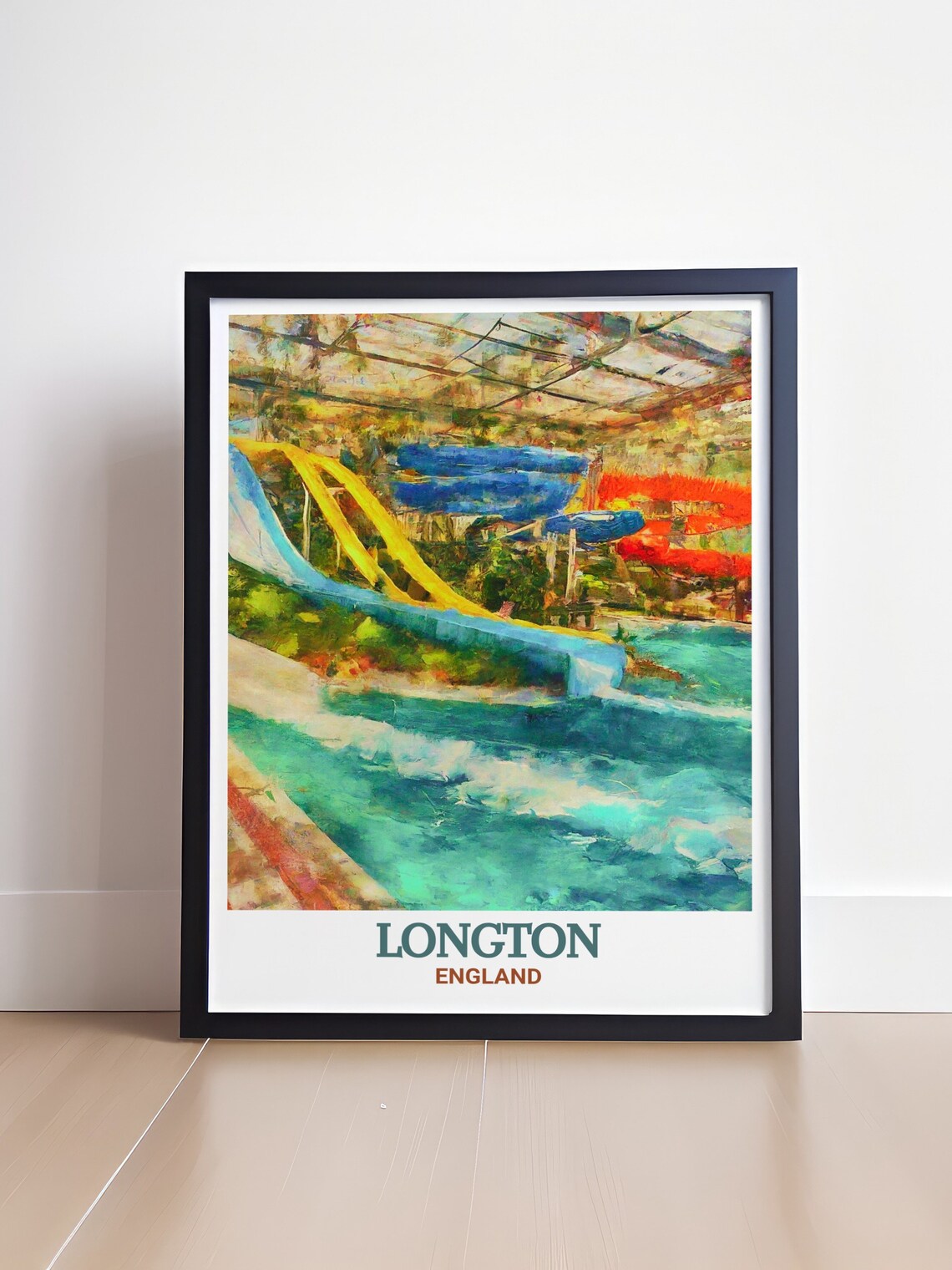 Longton Waterworld Waterpark Slides England Fun Day Travel Poster - Image 4