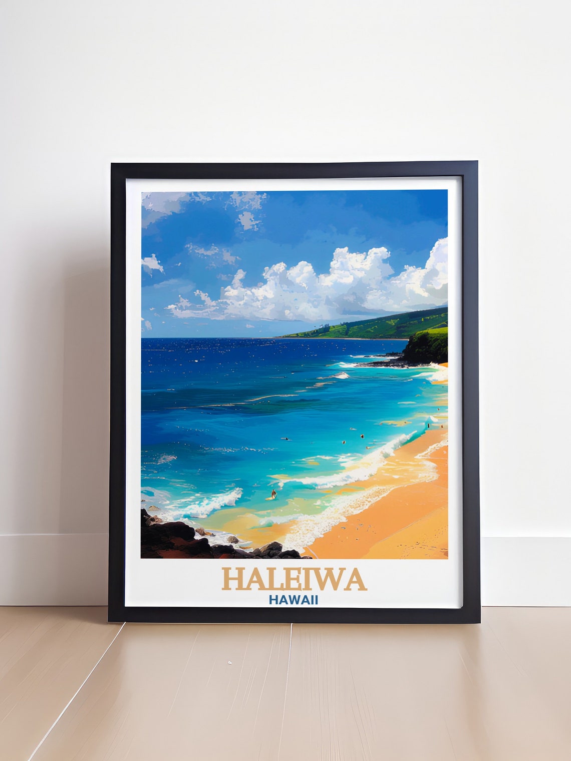 Haleiwa Travel Poster Waimea Bay Art Waimea Bay Decor And Haleiwa Skyline Art Haleiwa Gift And Home Decor Waimea Bay Travel Print - Image 4